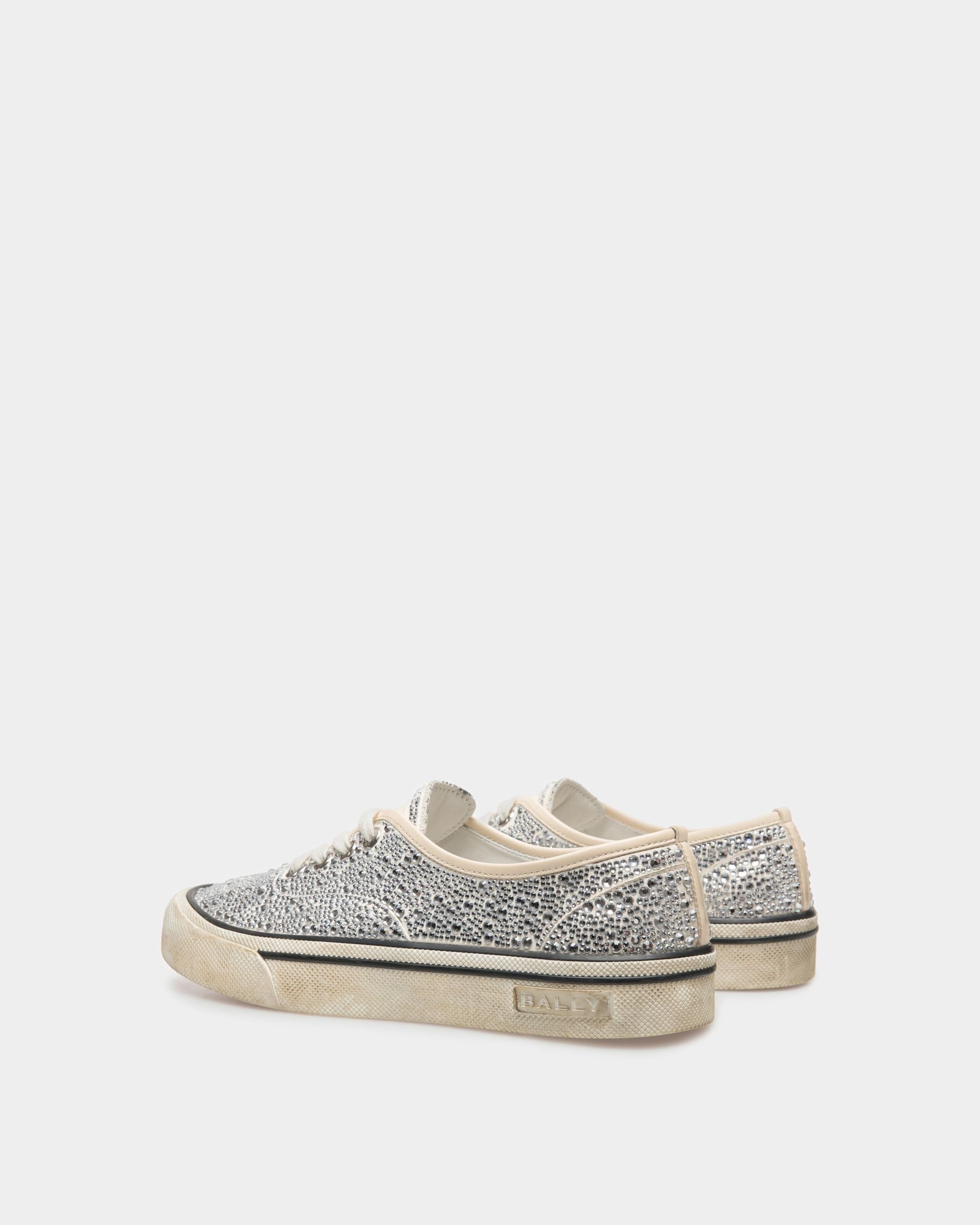 Lawren Sneakers In Bone Leather And Rhinestones - Women's - Bally - 04