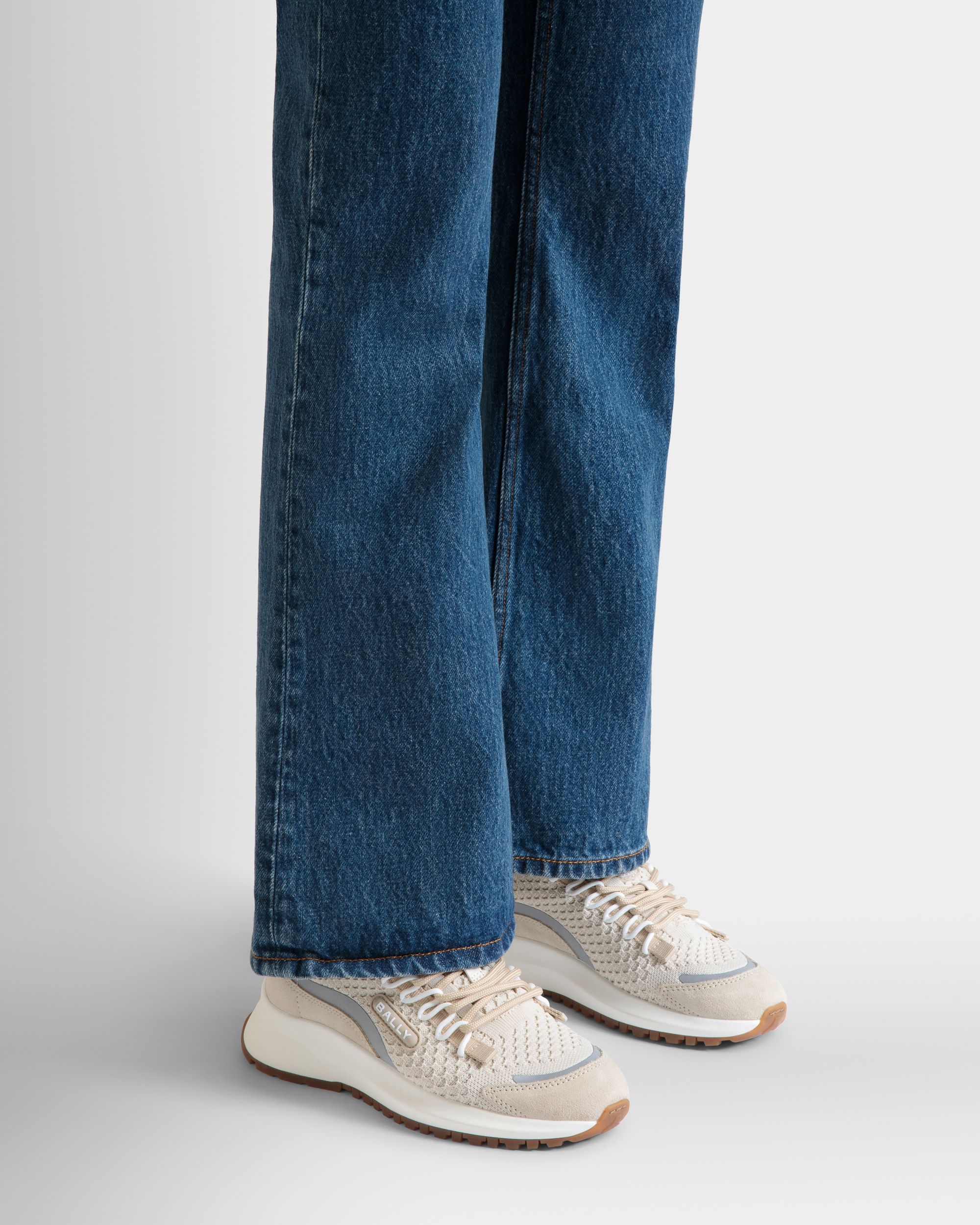 Outline Sneaker in Ivory and Champagne Knit - Women's - Bally - 02
