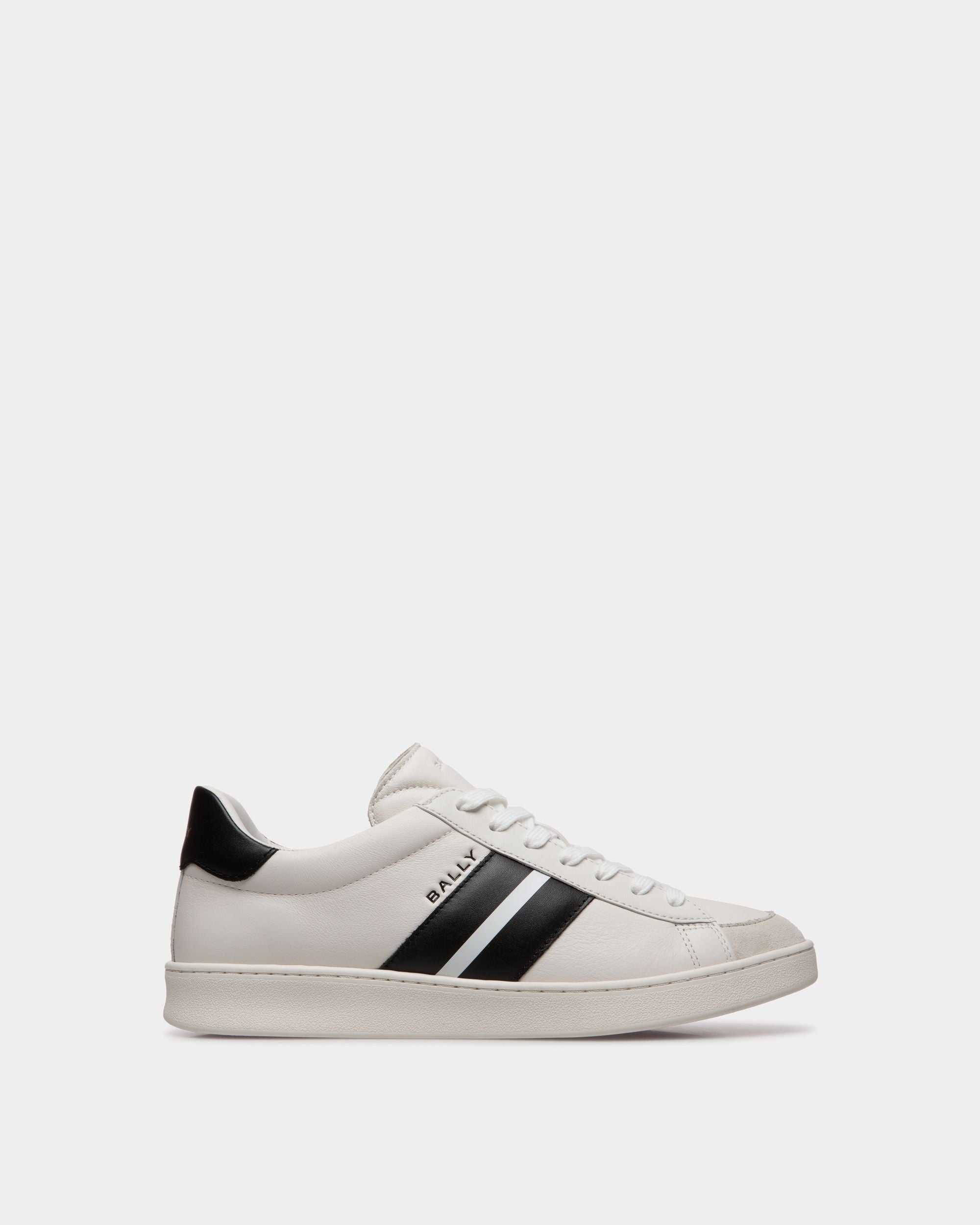 Tennis Sneaker In White And Black Leather - Women's - Bally - 01