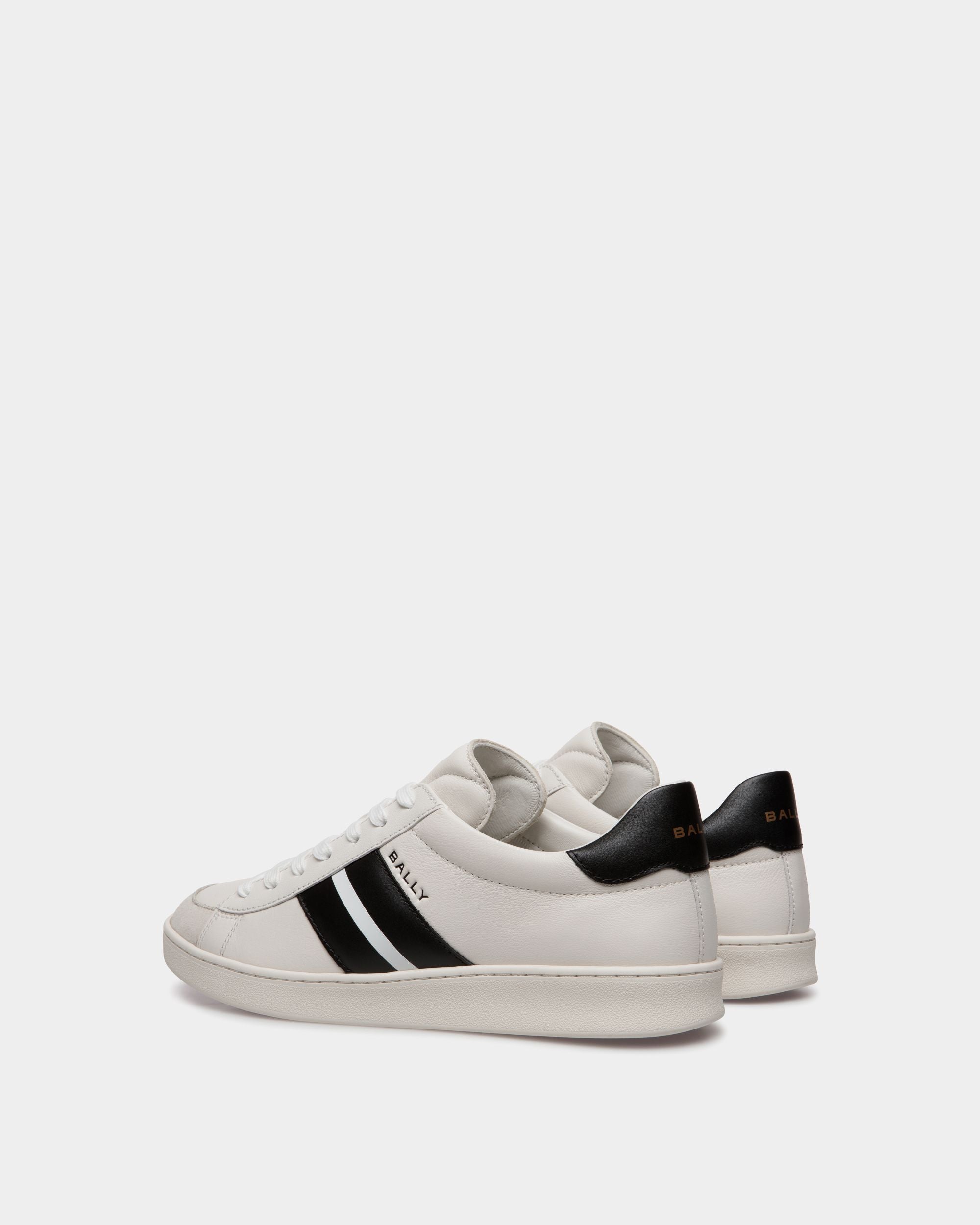 Tennis Sneaker In White And Black Leather - Women's - Bally - 04