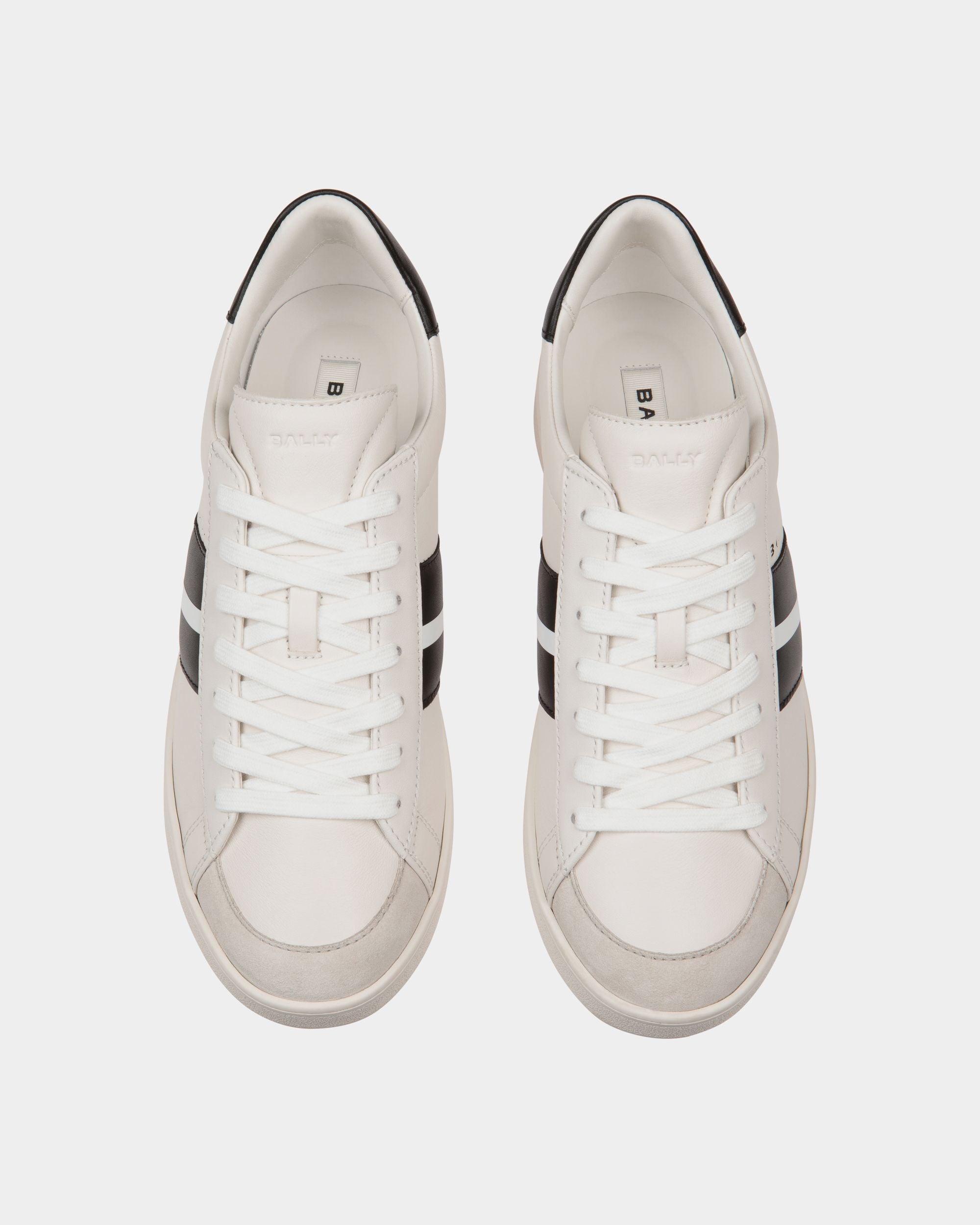 Tennis Sneaker In White And Black Leather - Women's - Bally - 05