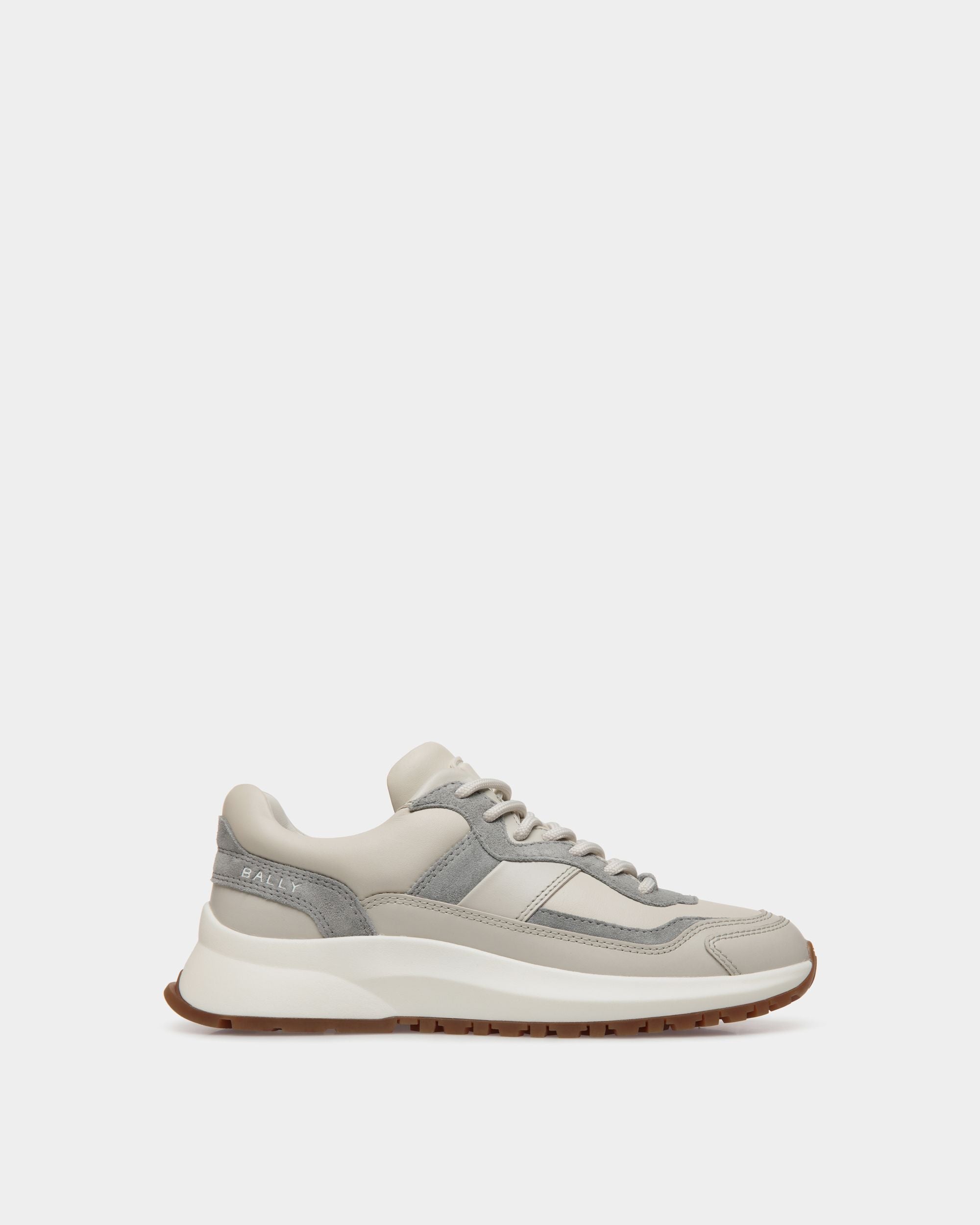Outline Sneaker in Dusty White and Light Grey Leather - Women's - Bally - 01