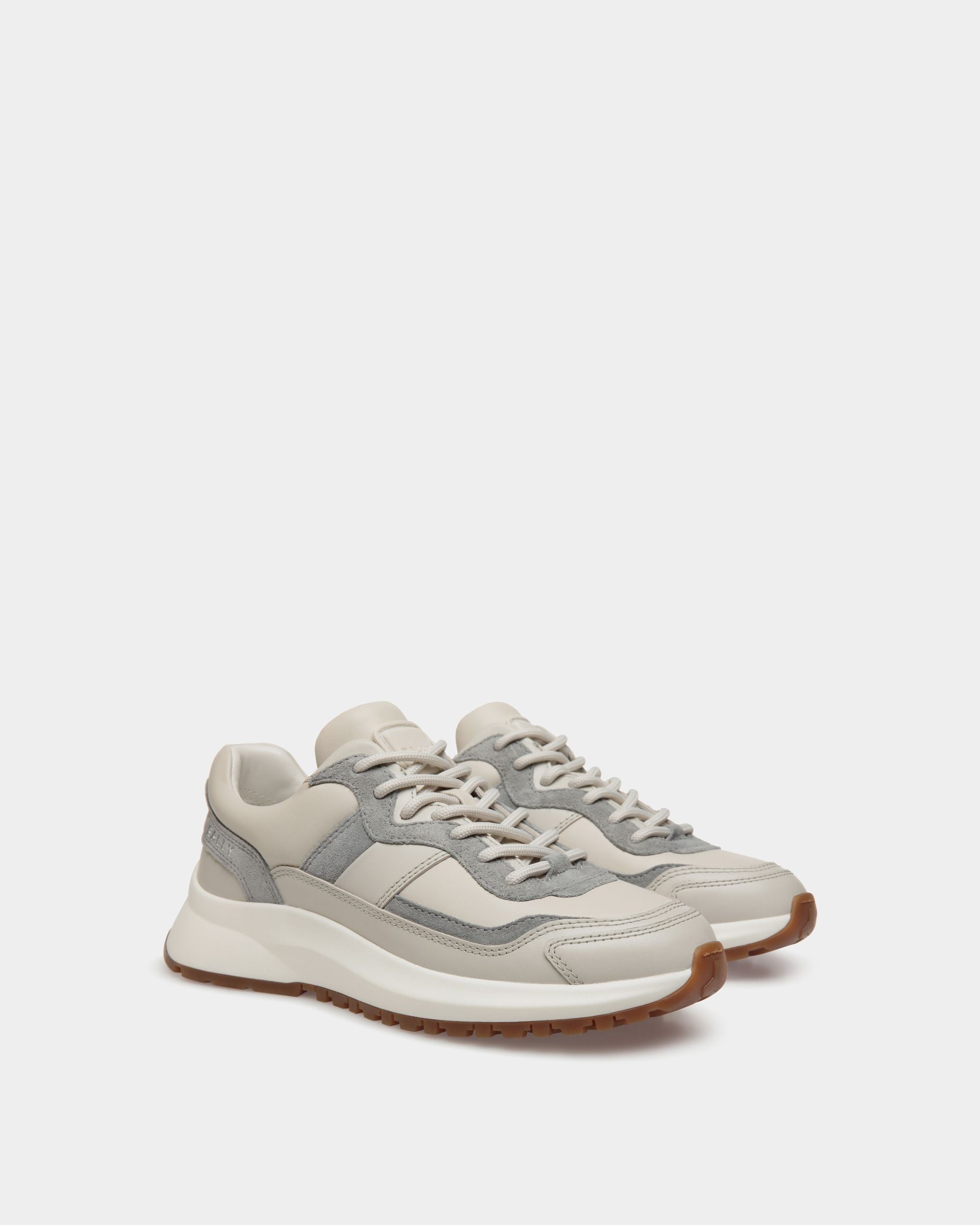 Outline Sneaker in Dusty White and Light Grey Leather - Women's - Bally - 03