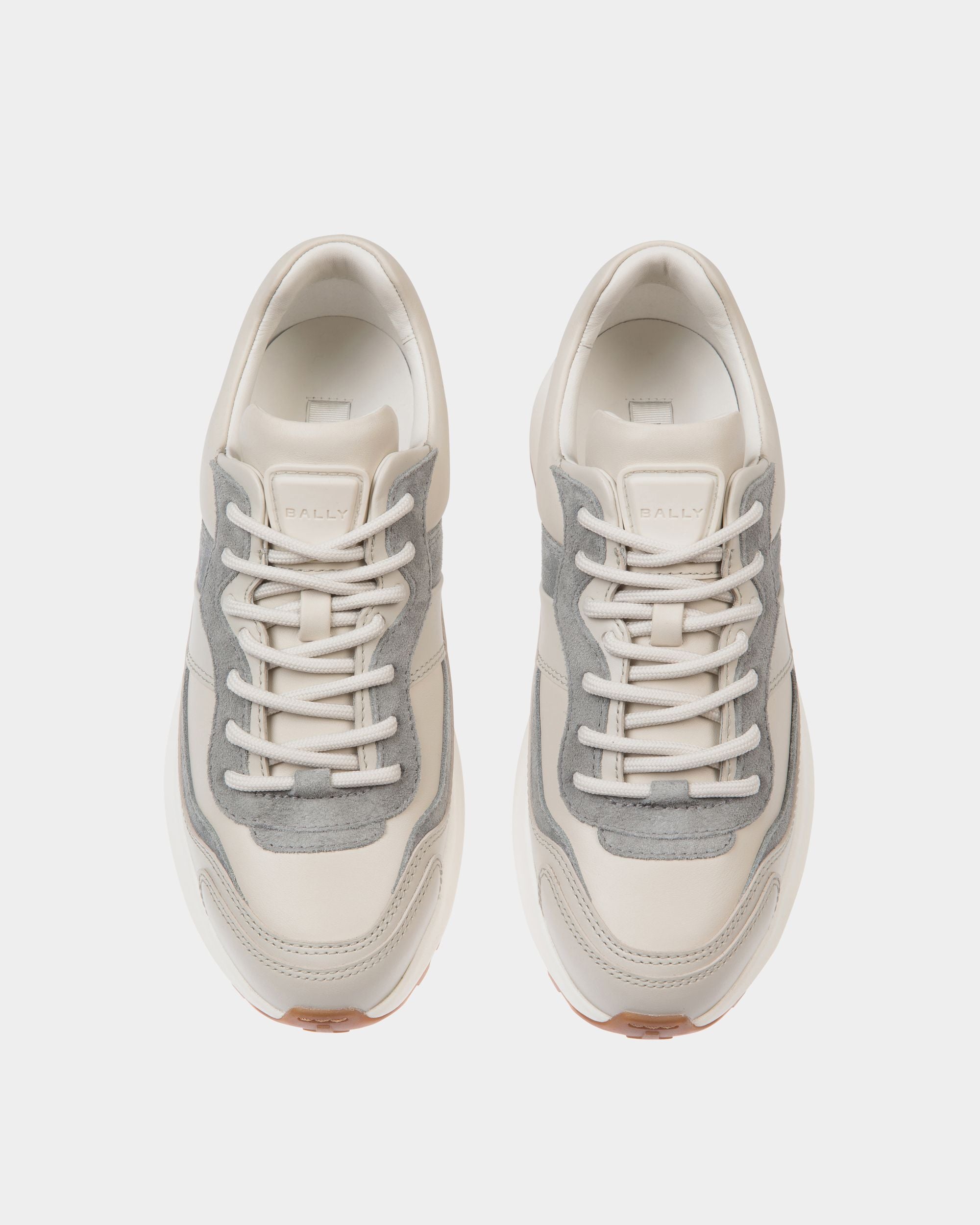 Outline Sneaker in Dusty White and Light Grey Leather - Women's - Bally - 05