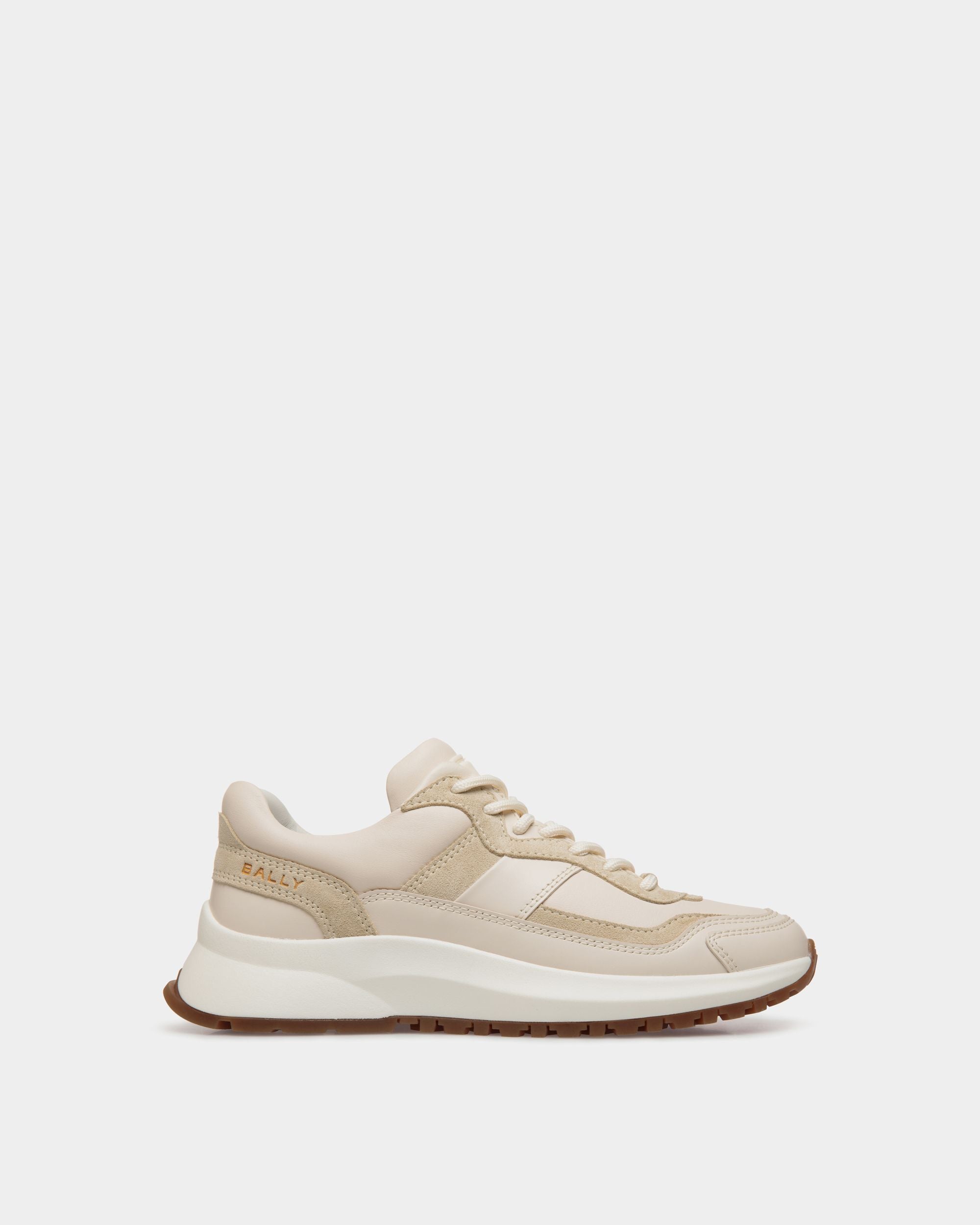 Outline Sneaker in Ivory and Champagne Leather - Women's - Bally - 01