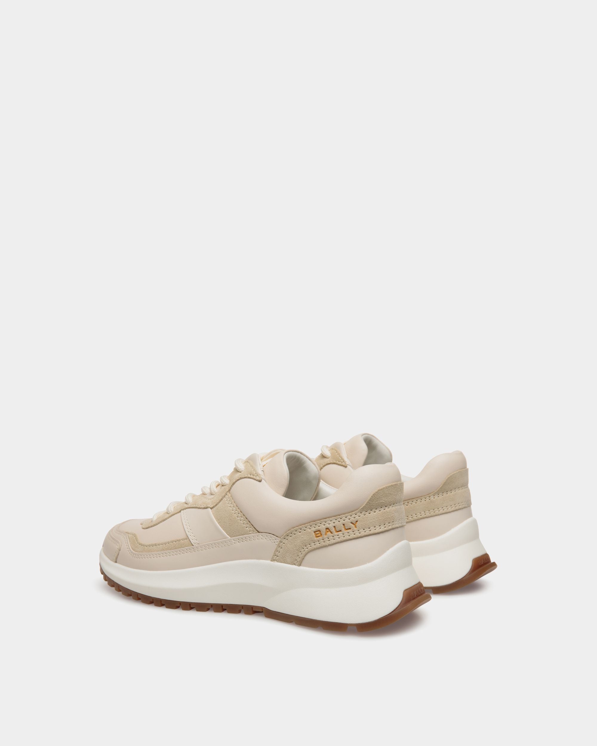 Outline Sneaker in Ivory and Champagne Leather - Women's - Bally - 03