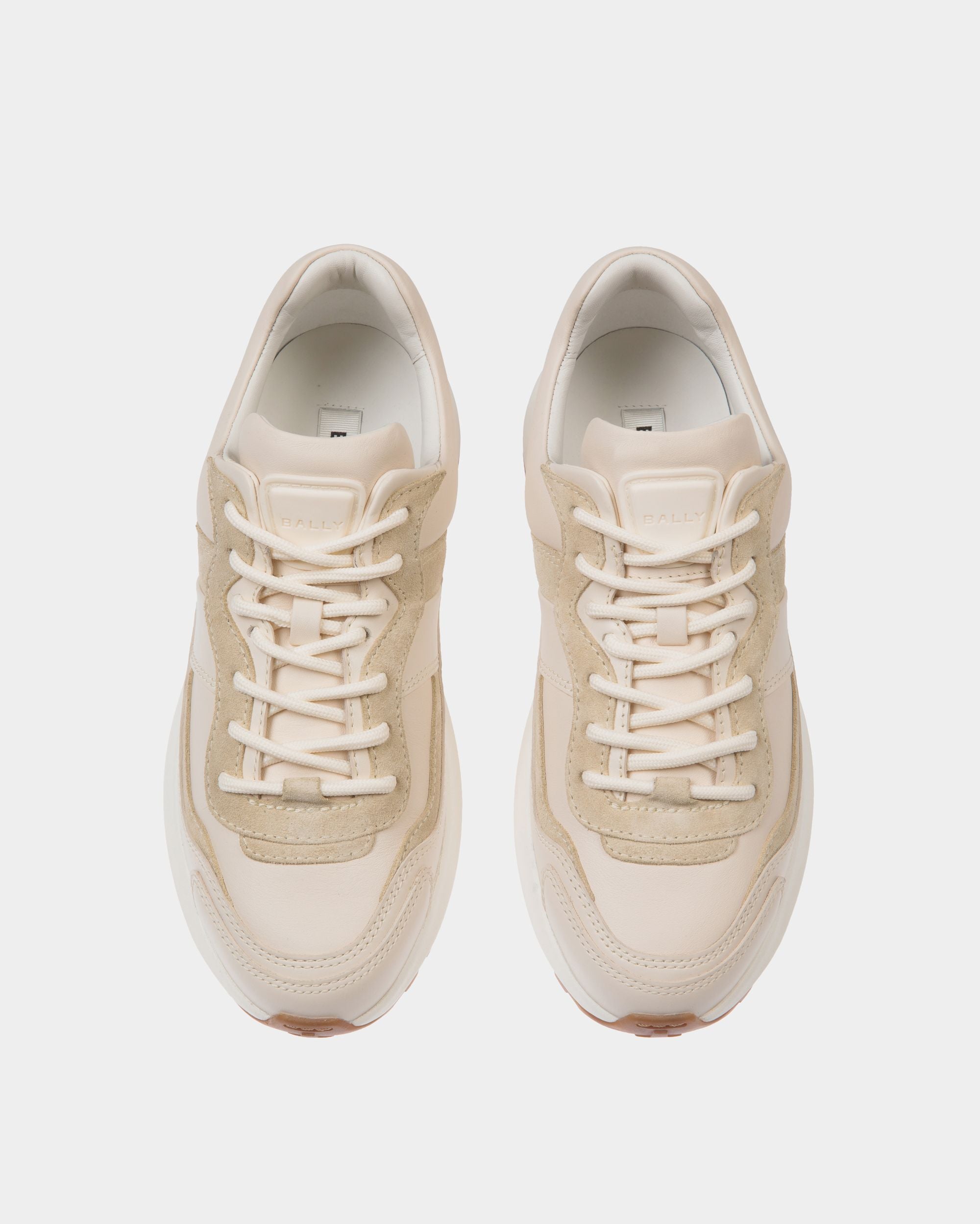 Outline Sneaker in Ivory and Champagne Leather - Women's - Bally - 04