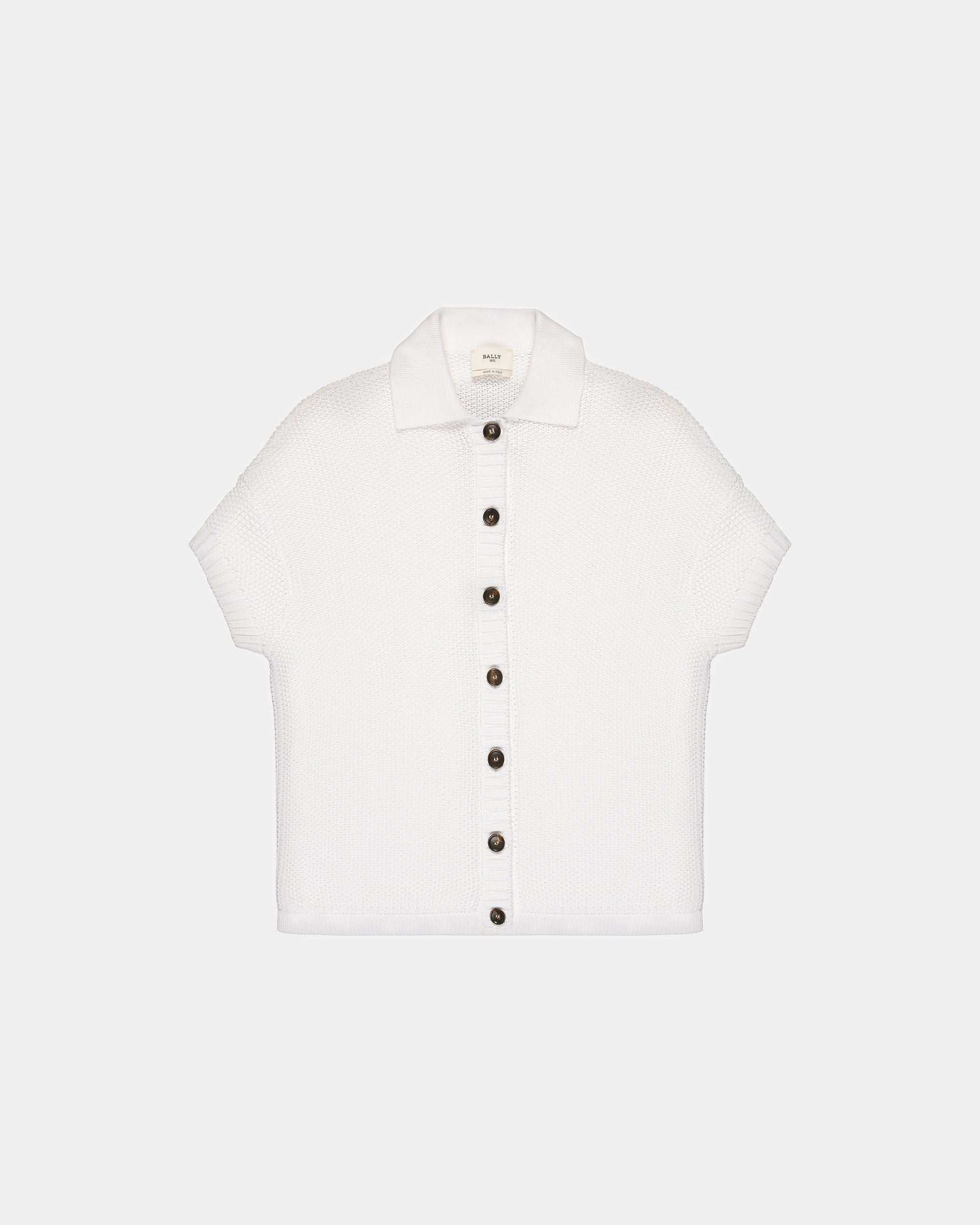 Cotton Knitted Cardigan In Bone - Women's - Bally - 02