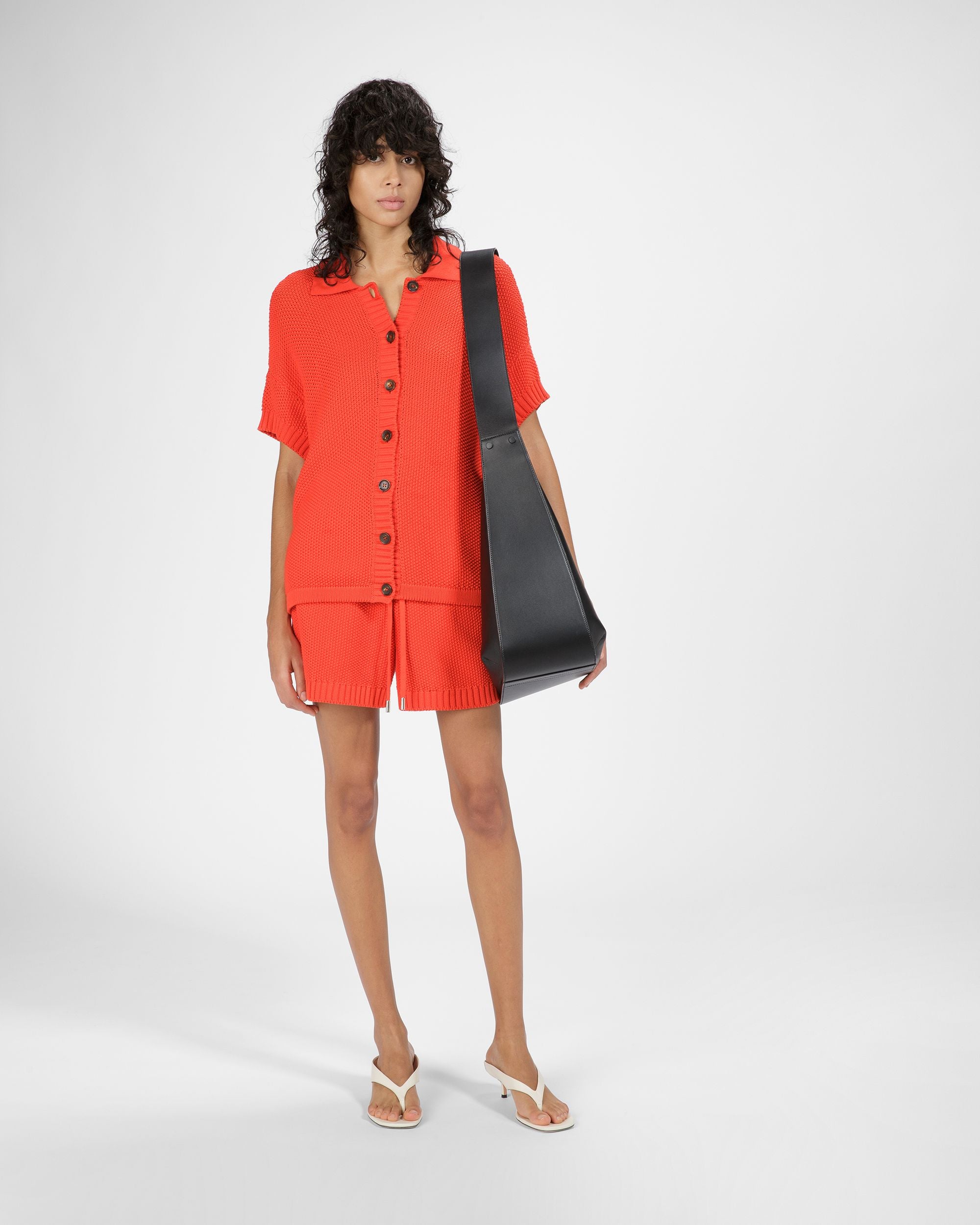 Knitted Cotton Shorts In Orange - Women's - Bally - 01