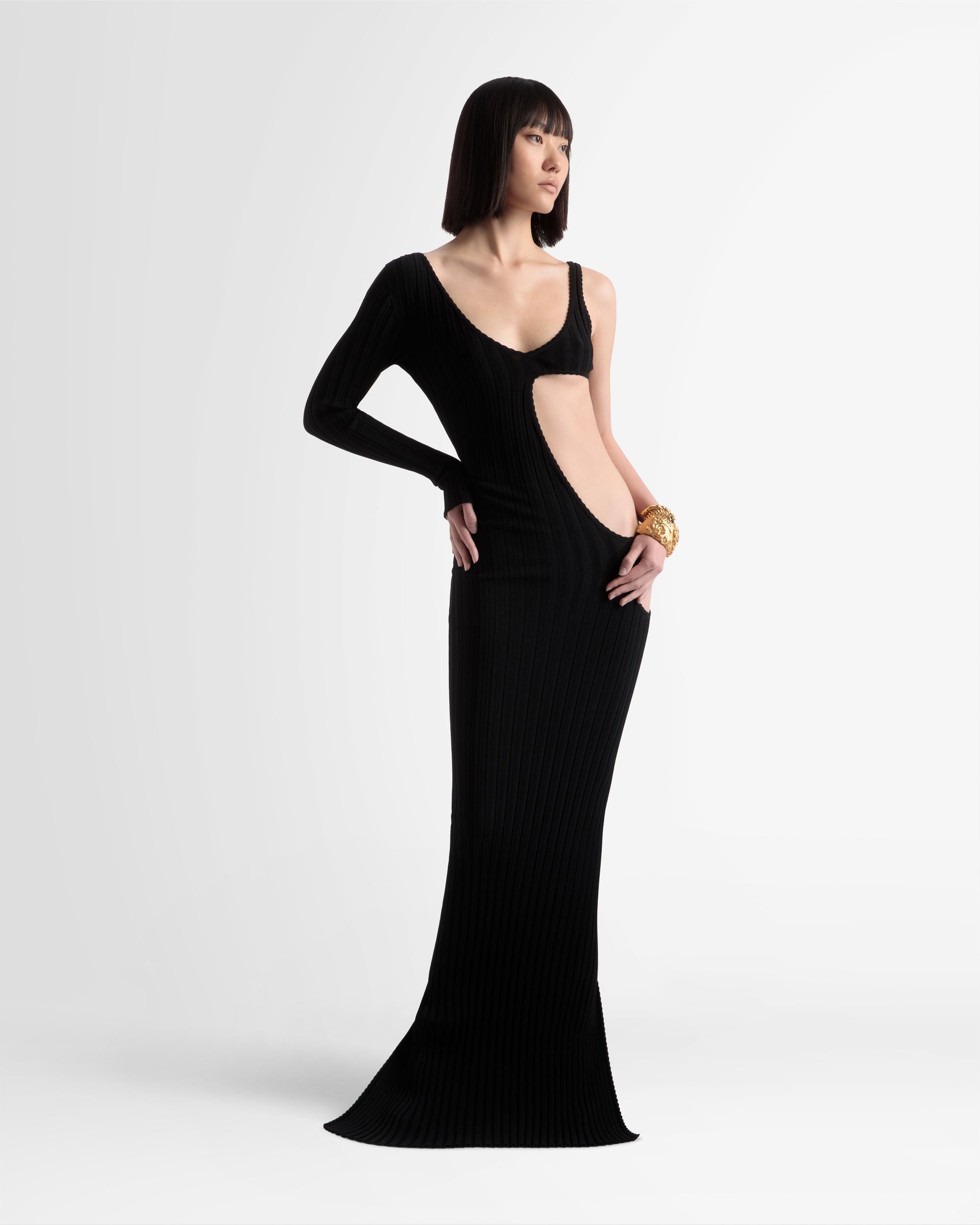 Cut Out Knit Dress In Black - Women's - Bally - 01