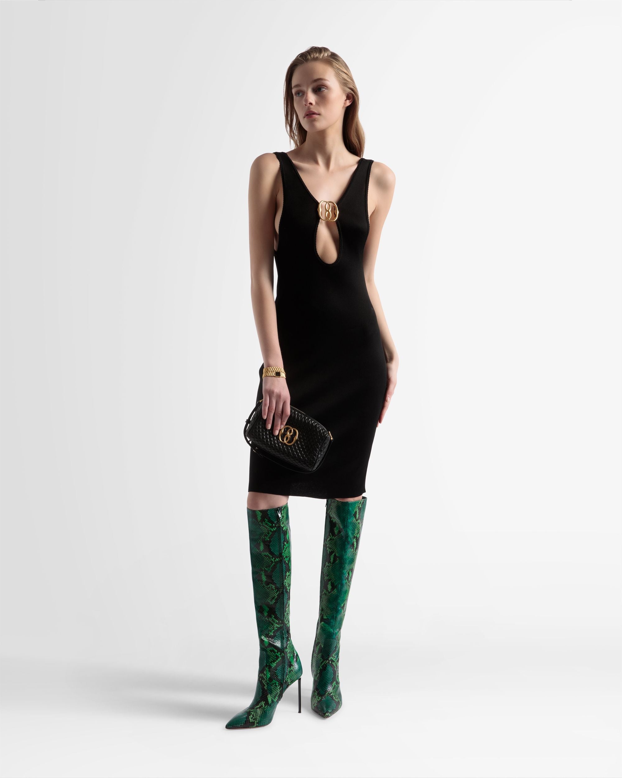 Open Back Knit Dress In Black - Women's - Bally - 01
