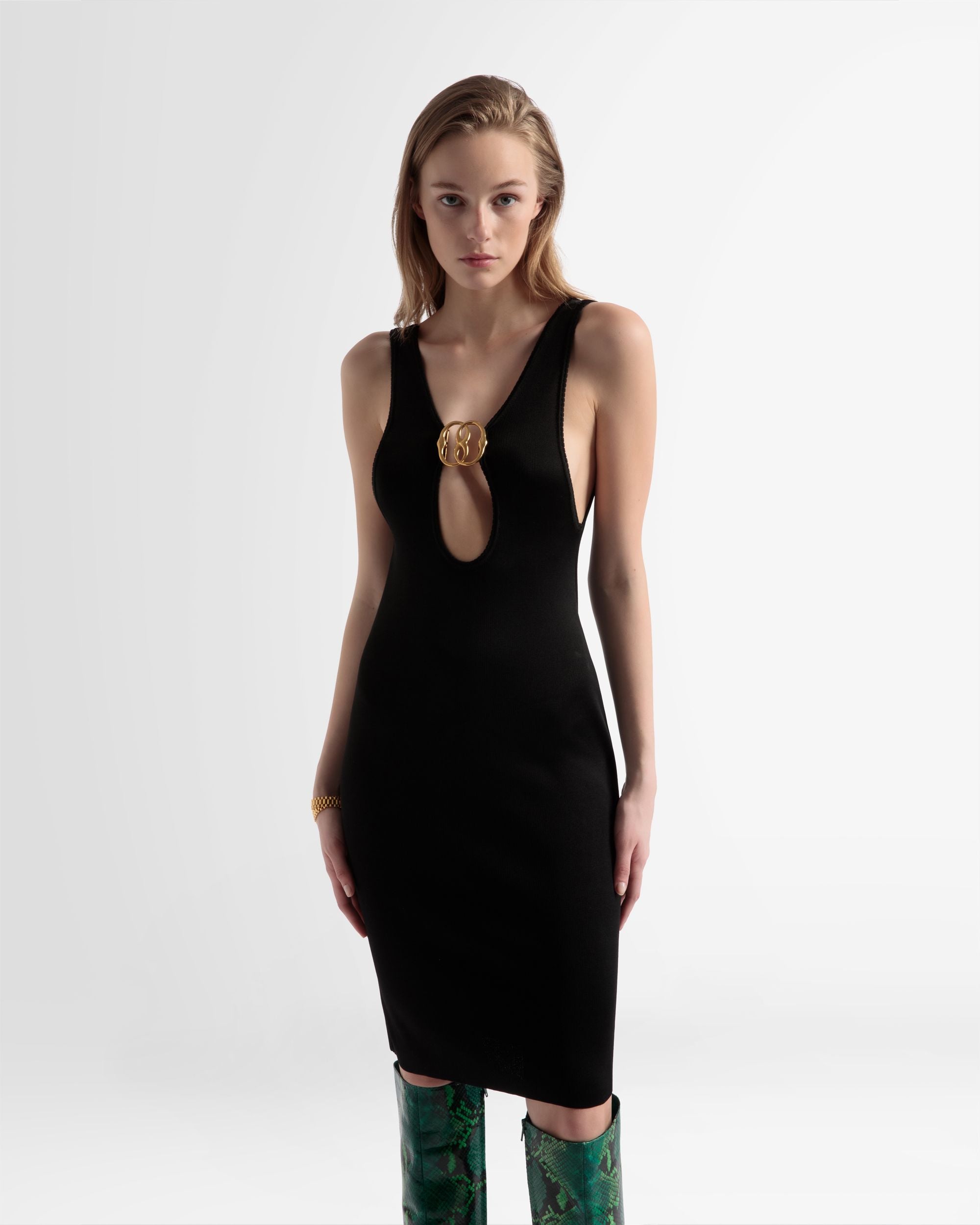 Open Back Knit Dress In Black - Women's - Bally - 02