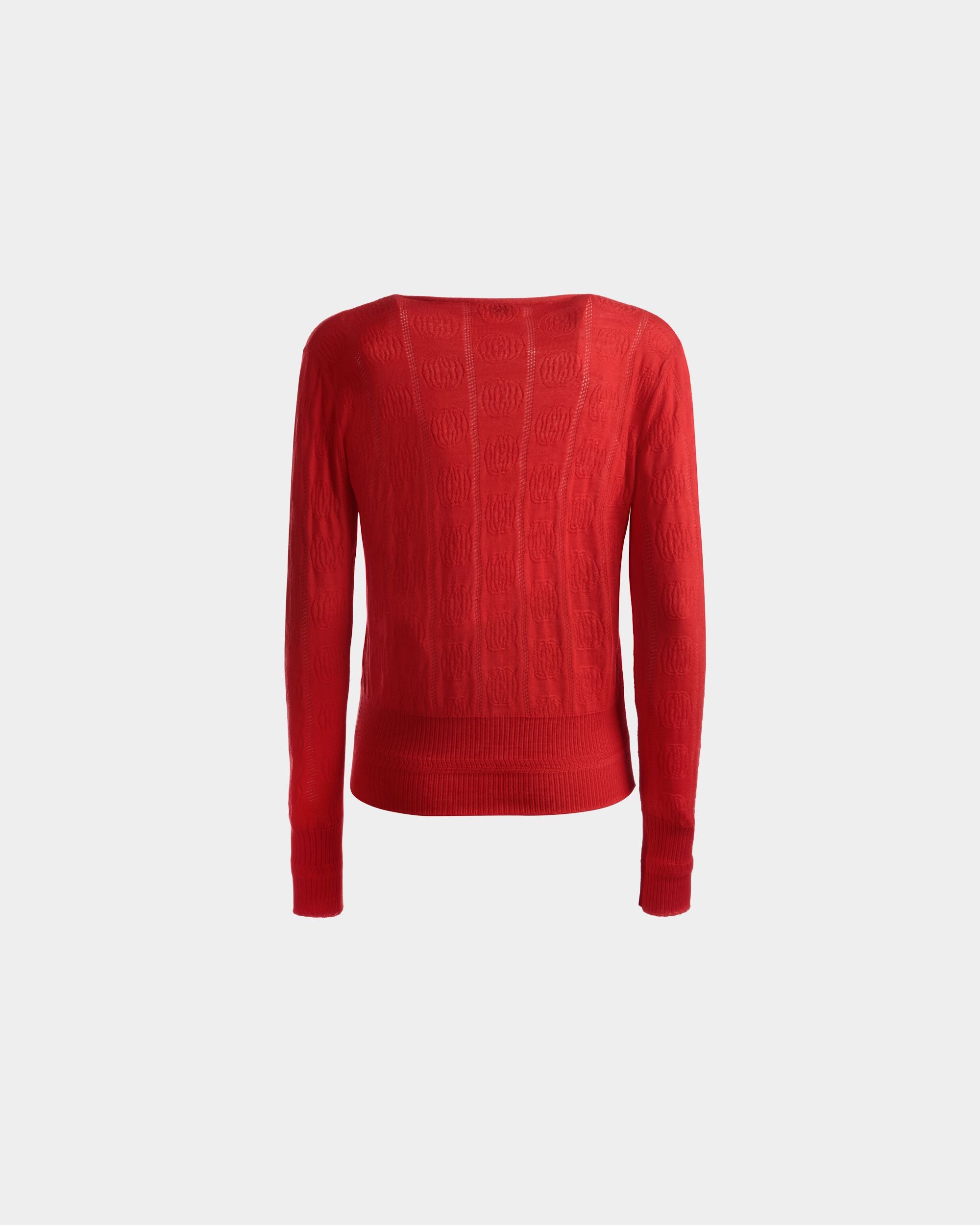 Knit Detail Cardigan In Deep Ruby Wool - Women's - Bally - 07