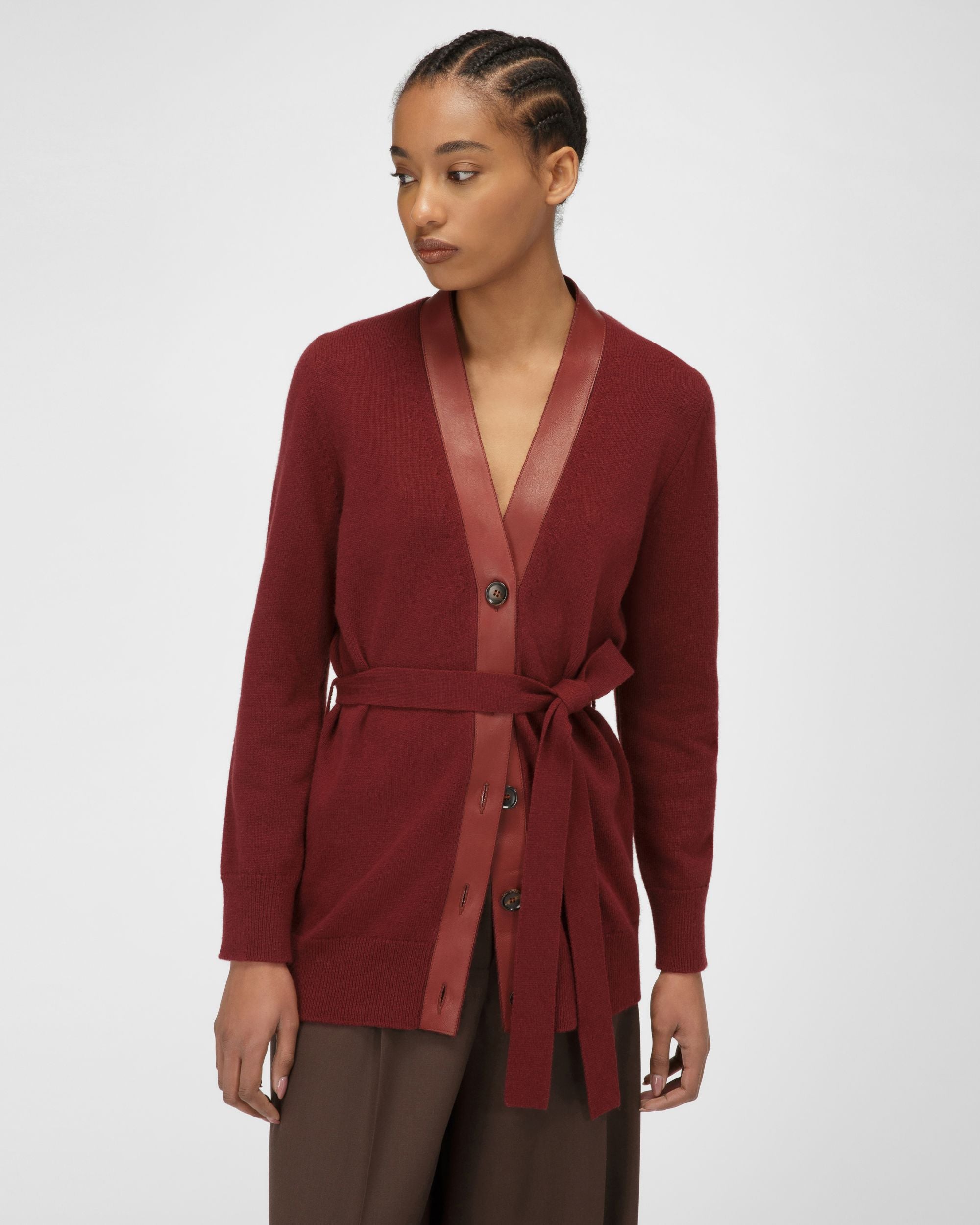 Wool Cardigan In Heritage Red - Women's - Bally - 01