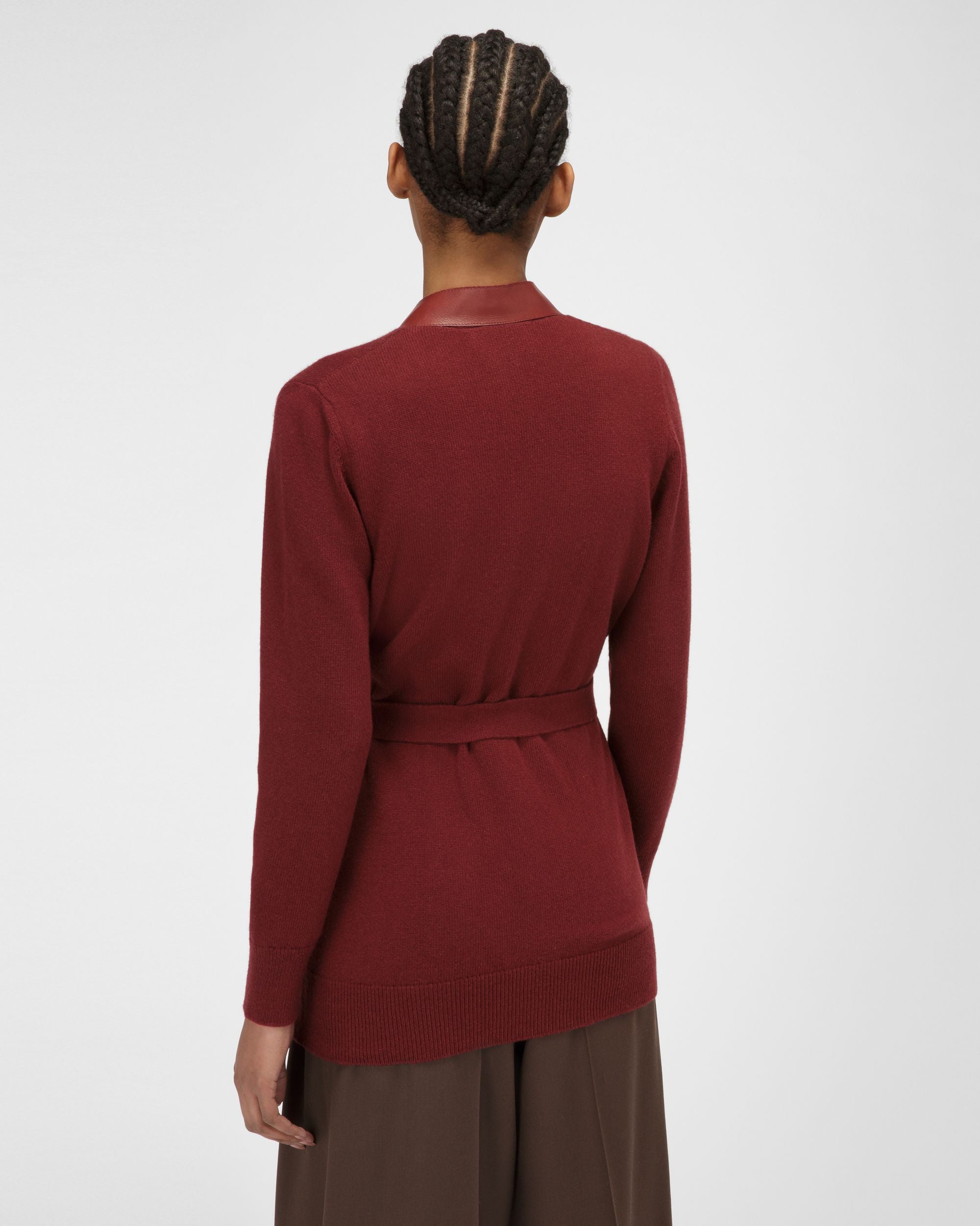 Wool Cardigan In Heritage Red - Women's - Bally - 03