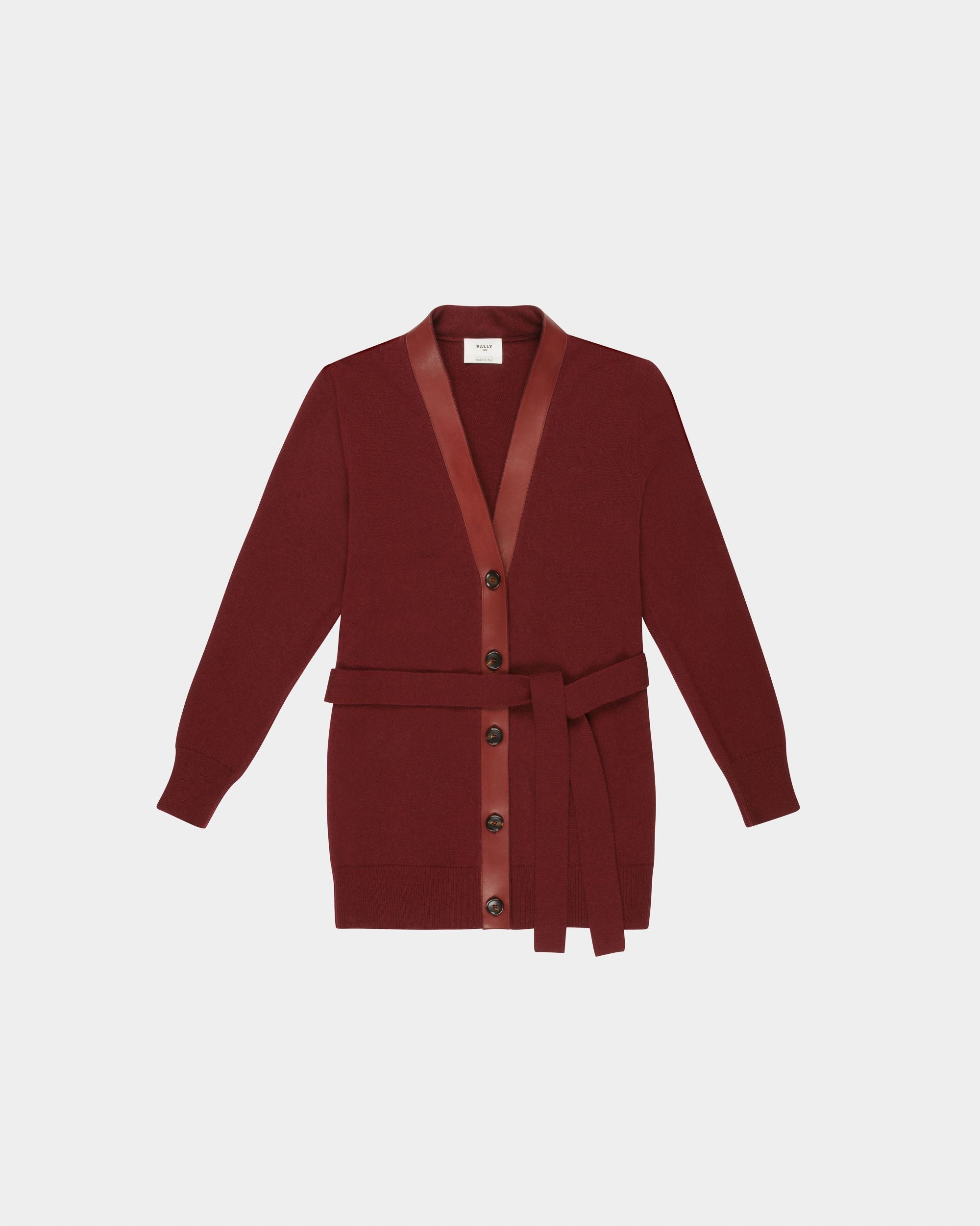 Wool Cardigan In Heritage Red - Women's - Bally - 04