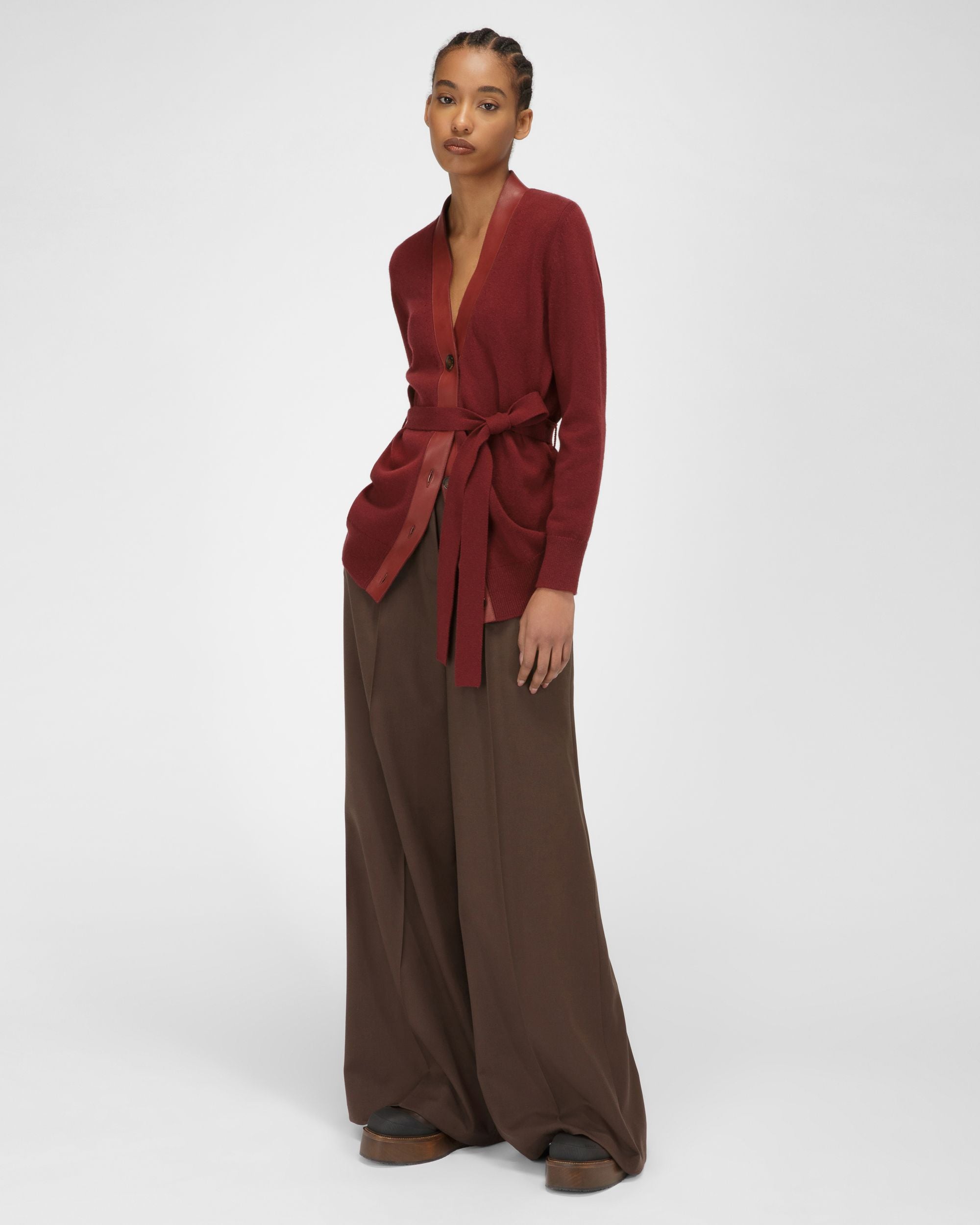 Wool Cardigan In Heritage Red - Women's - Bally - 05