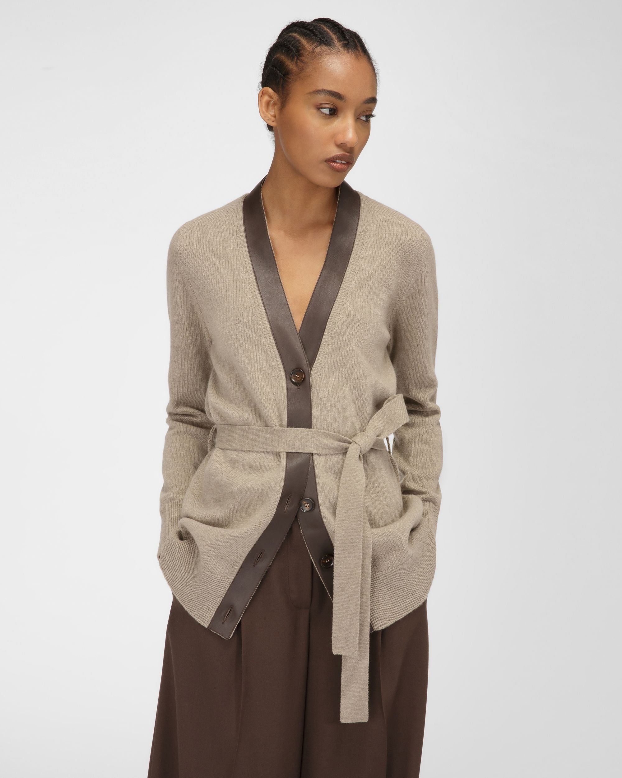 Wool Cardigan In Beige - Women's - Bally - 01