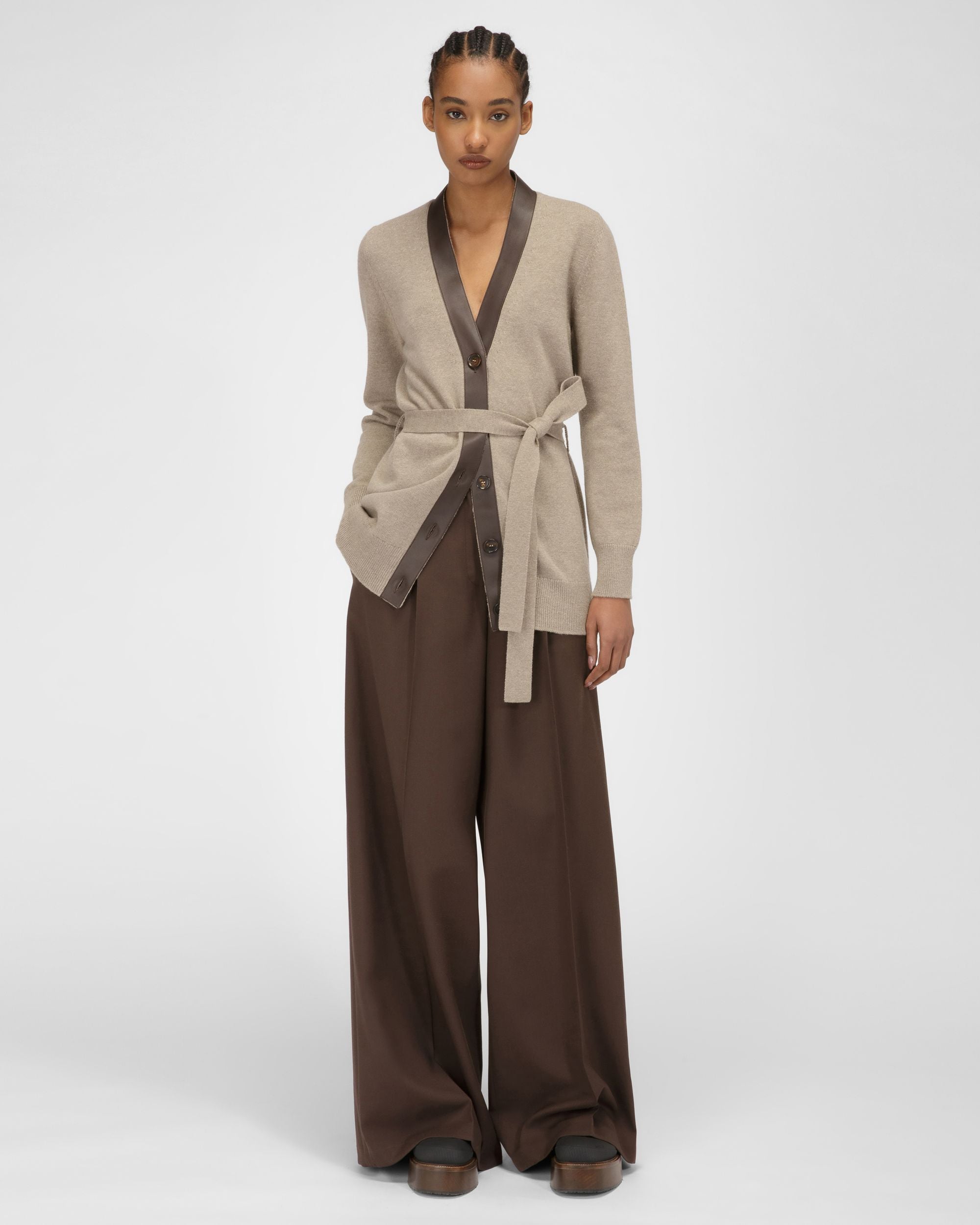 Wool Cardigan In Beige - Women's - Bally - 05