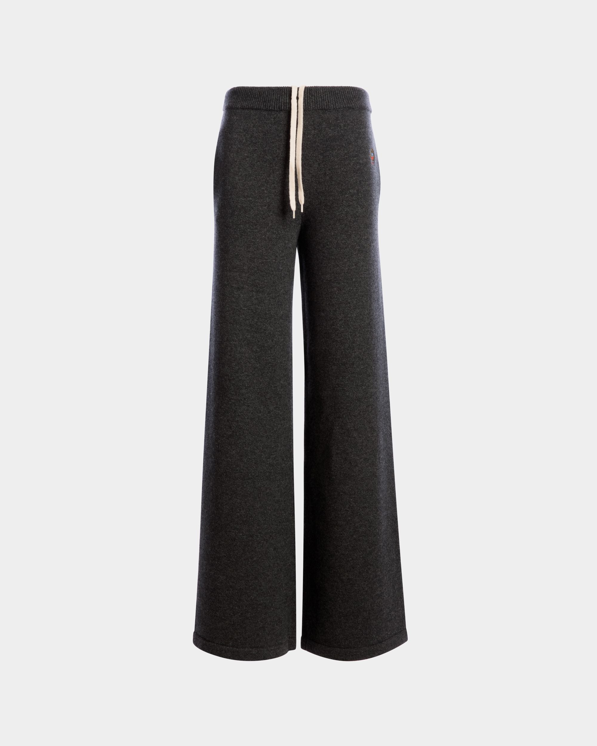 Knit Pants In Dark Grey Wool And Cashmere - Women's - Bally - 01