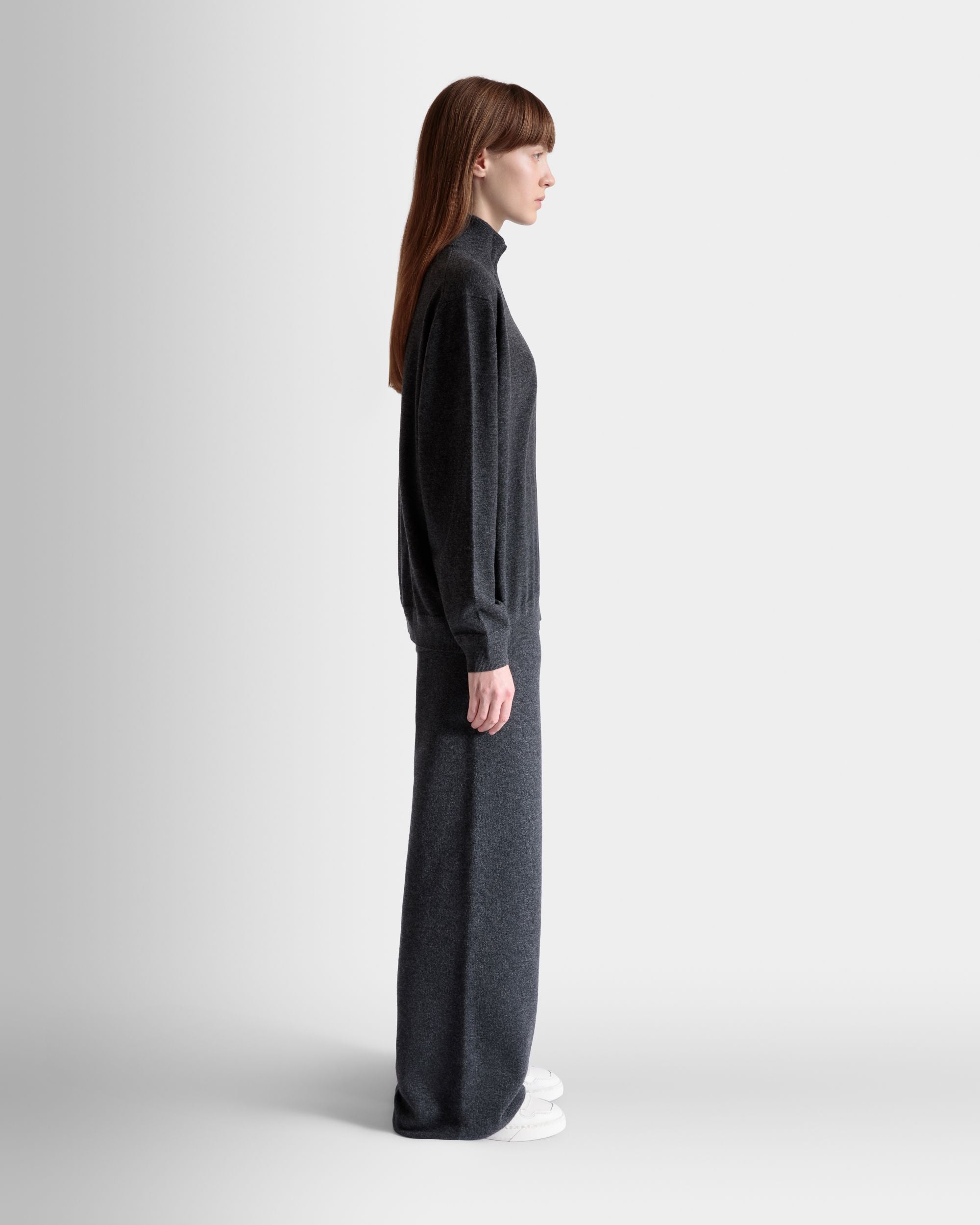 Knit Pants In Dark Grey Wool And Cashmere - Women's - Bally - 06