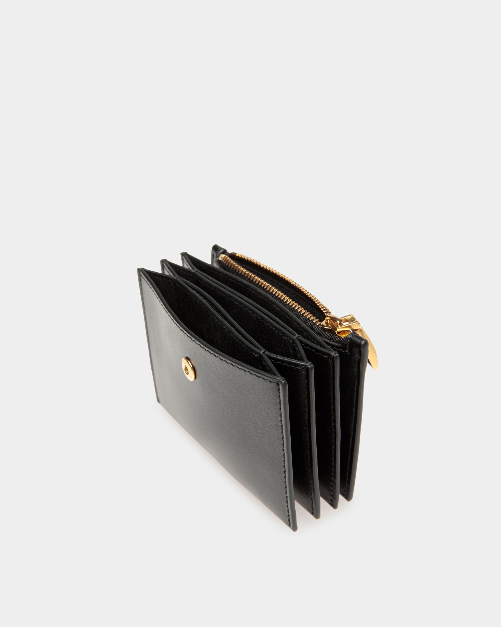 Emblem Card Holder In Black Leather - Women's - Bally - 03