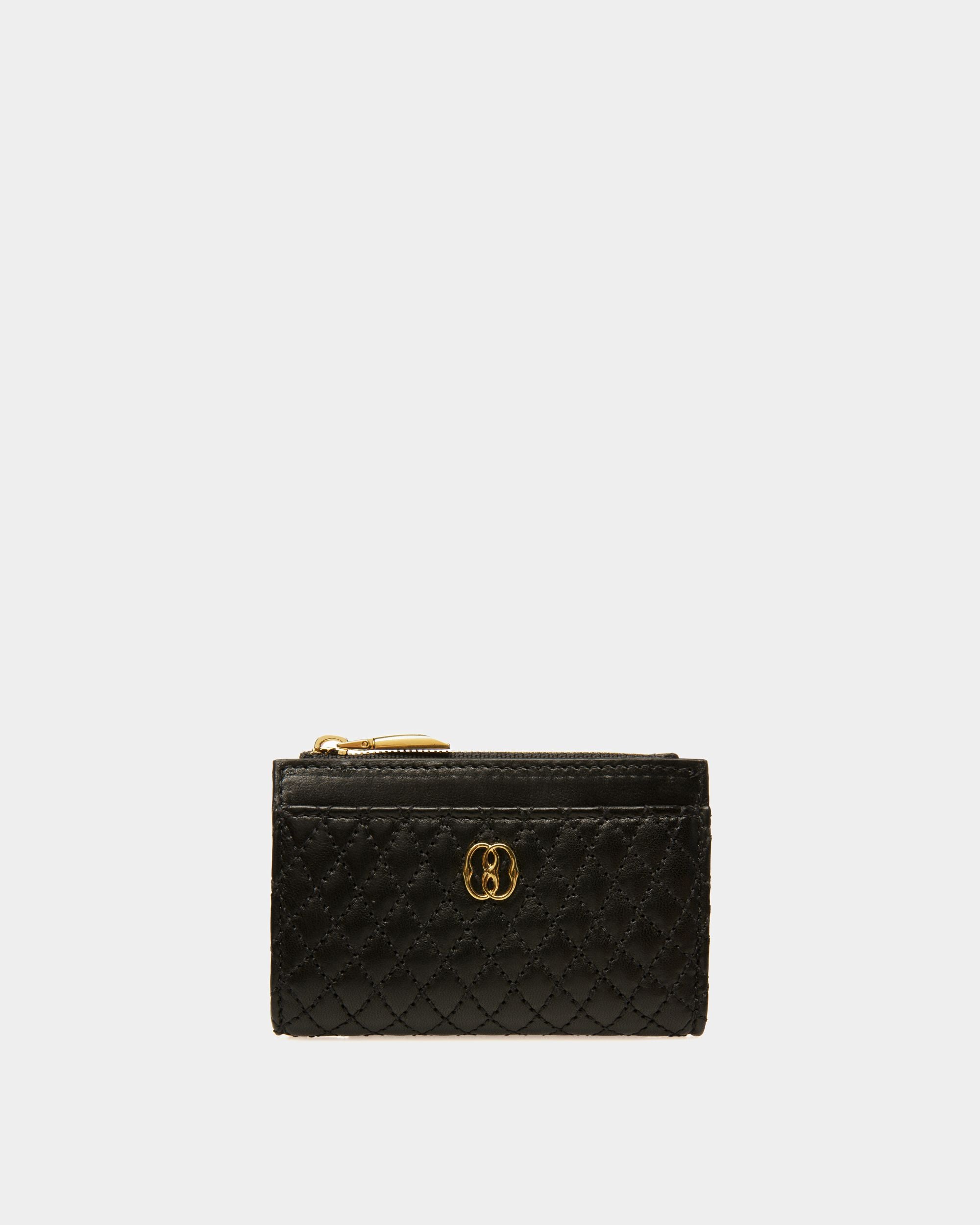 Emblem Wallet In Black Leather - Women's - Bally - 01