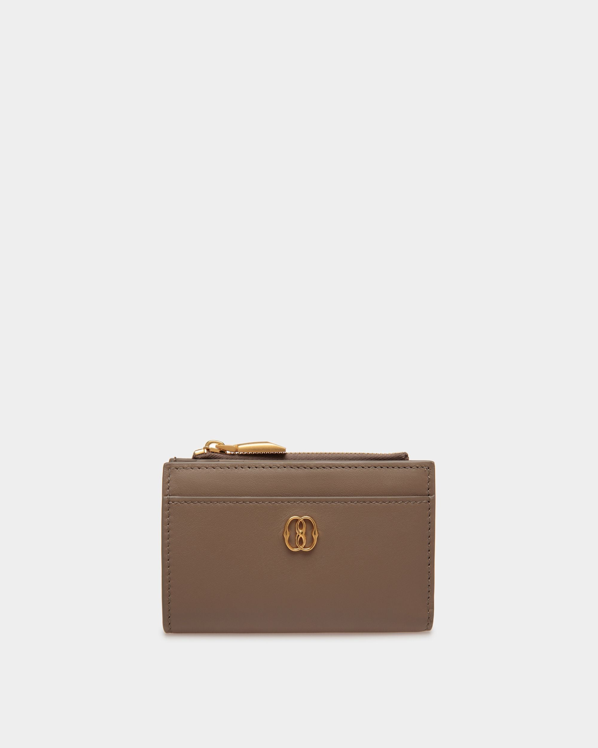 Emblem Wallet in Beige Leather - Women's - Bally - 01
