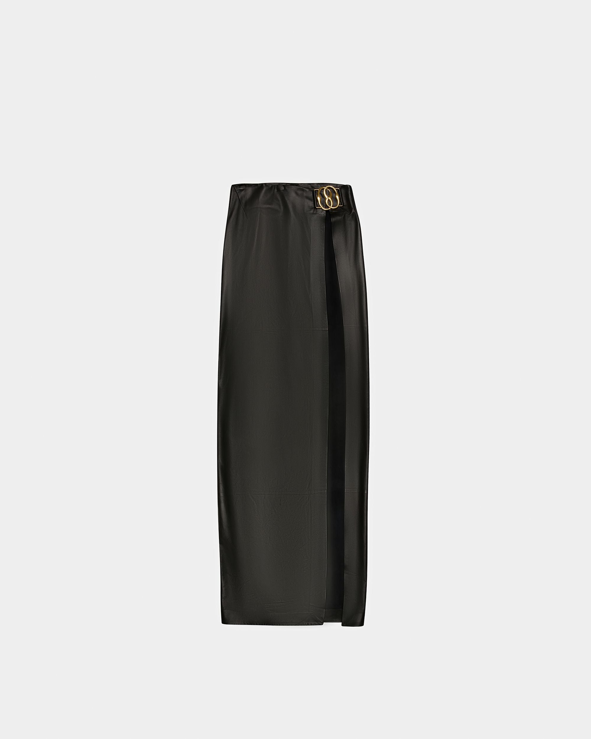 Side Split Leather Skirt In Black - Women's - Bally - 06