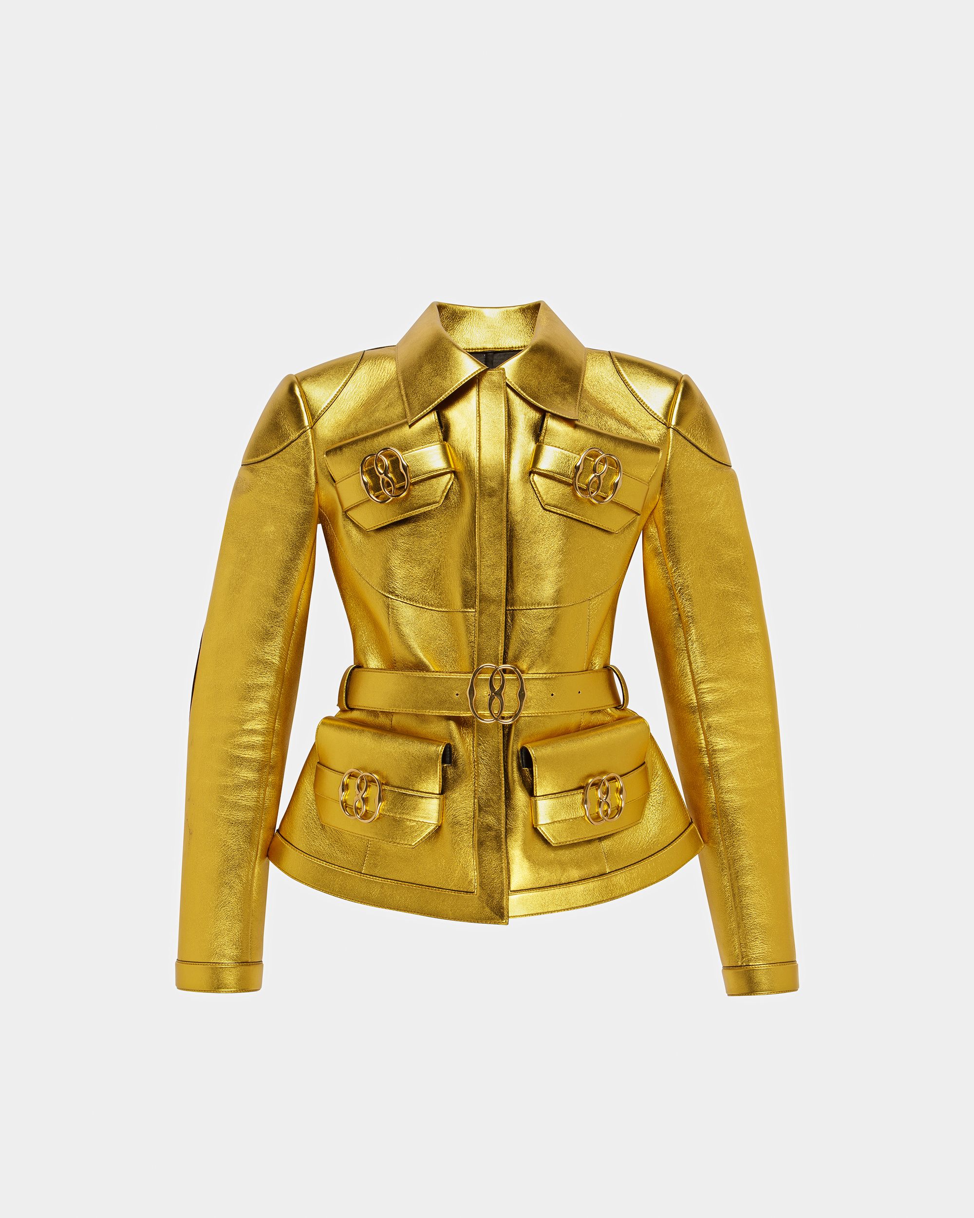 Belted Leather Jacket In Gold - Women's - Bally - 06