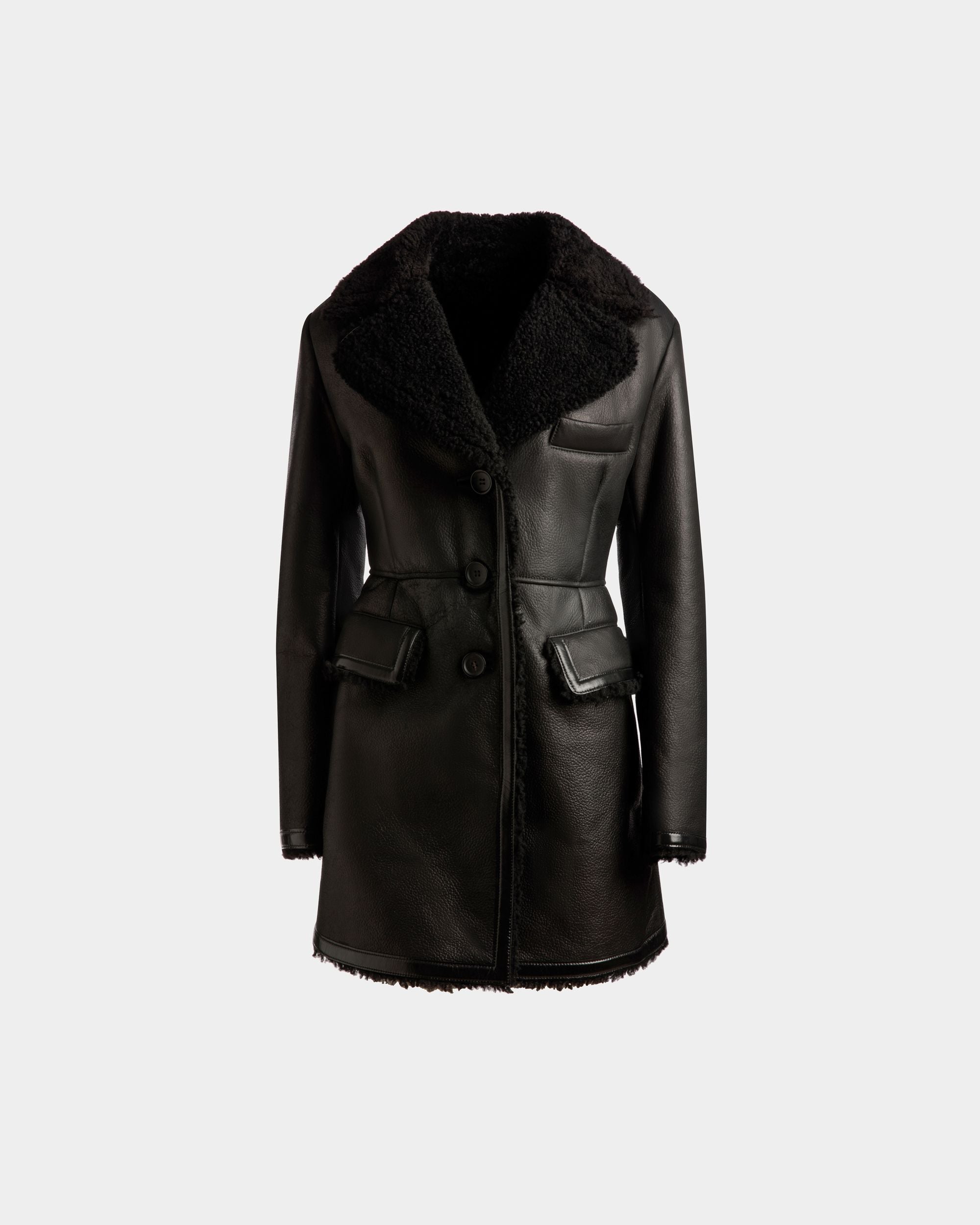 Wool-lined Coat In Black Leather - Women's - Bally - 01