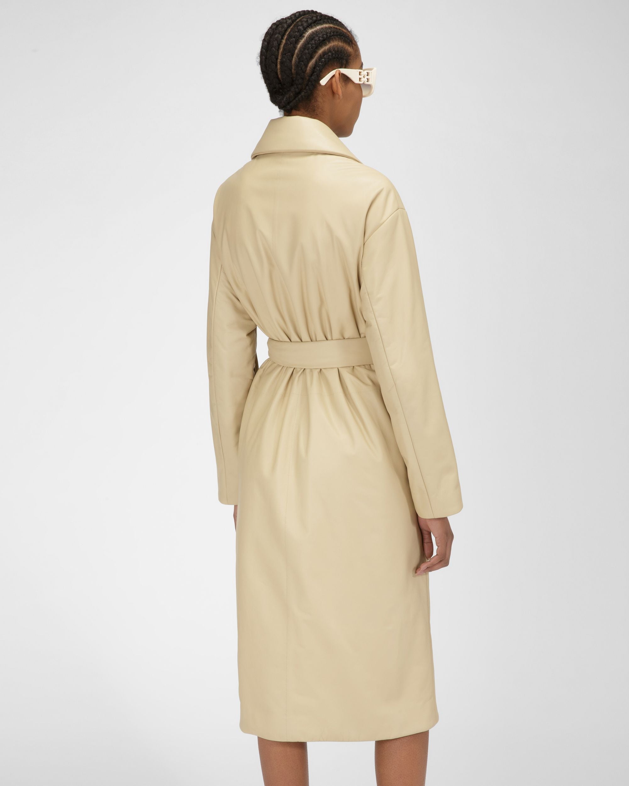 Leather Coat In Beige - Women's - Bally - 03