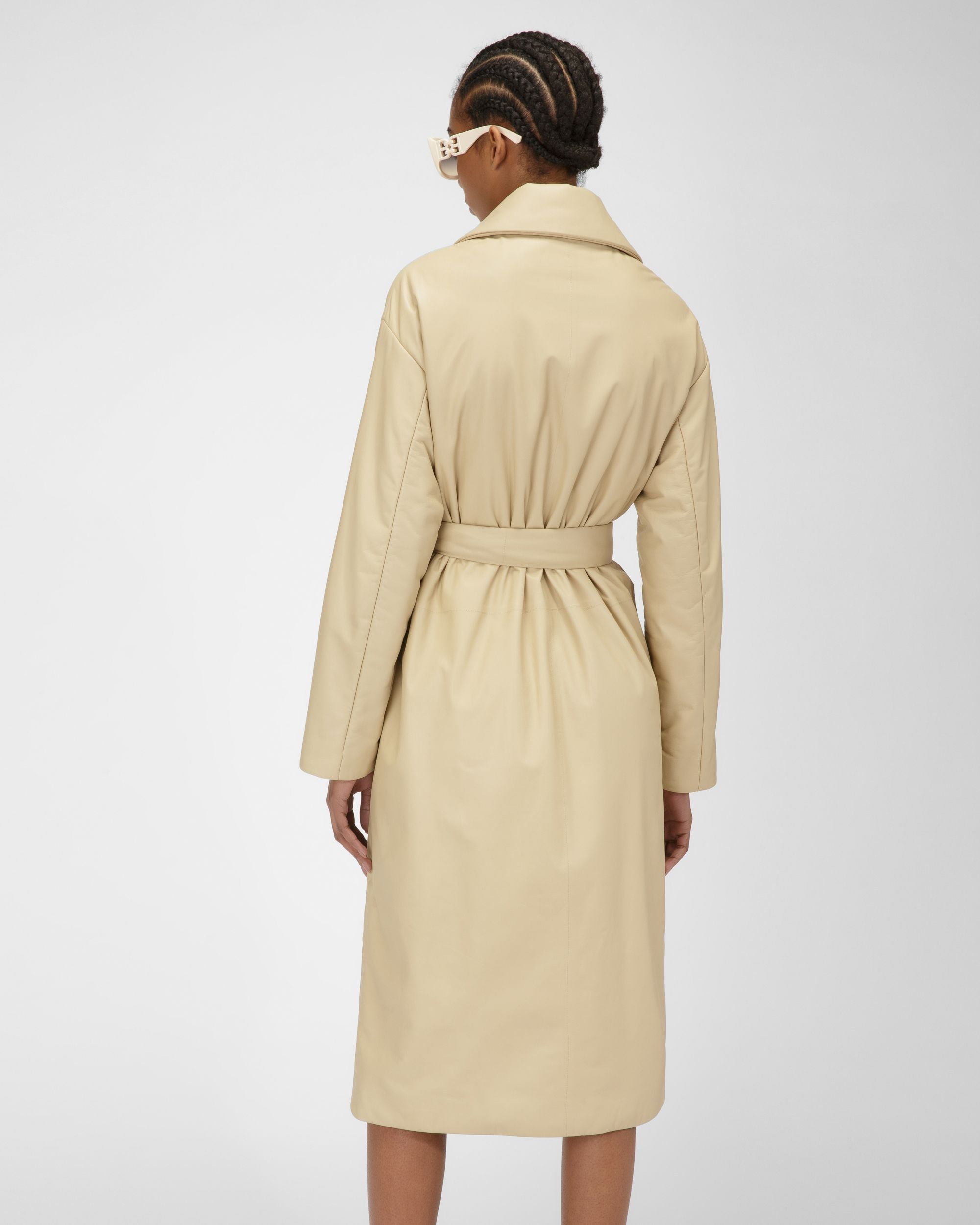 Leather Coat In Beige - Women's - Bally - 07