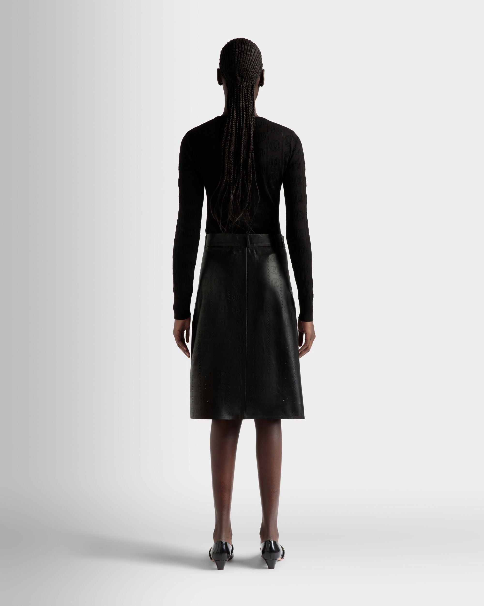 Midi Skirt In Black Leather - Women's - Bally - 06