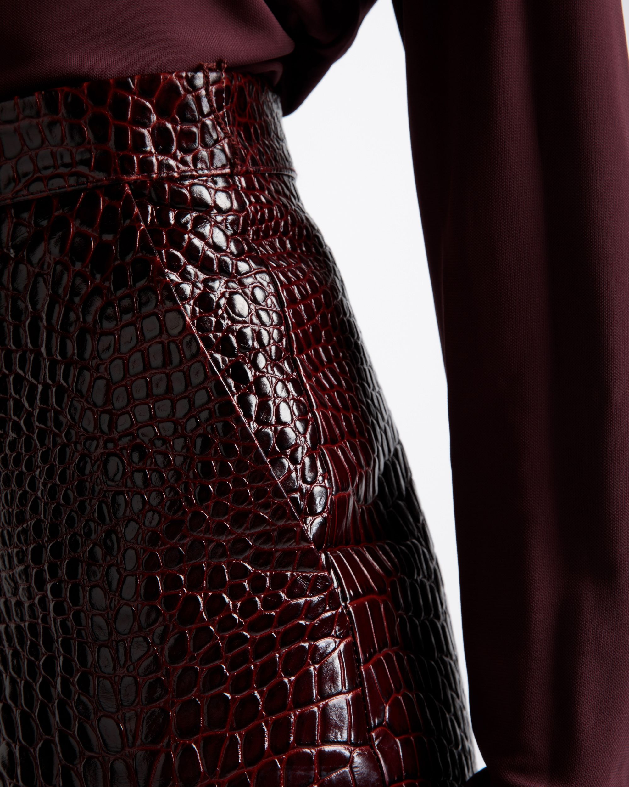 Skirt In Burgundy Leather - Women's - Bally - 04