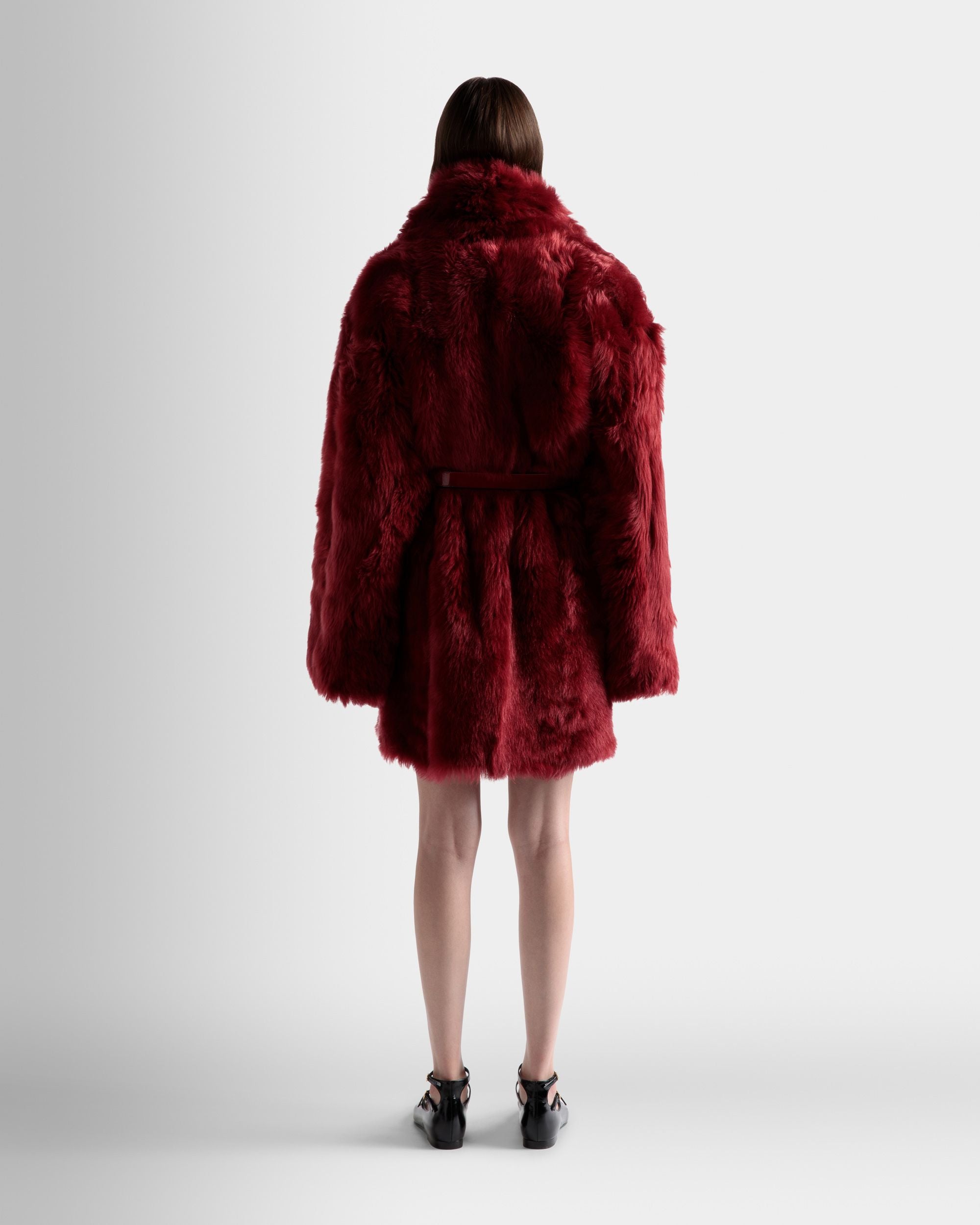 Velor Coat In Red Leather - Women's - Bally - 06