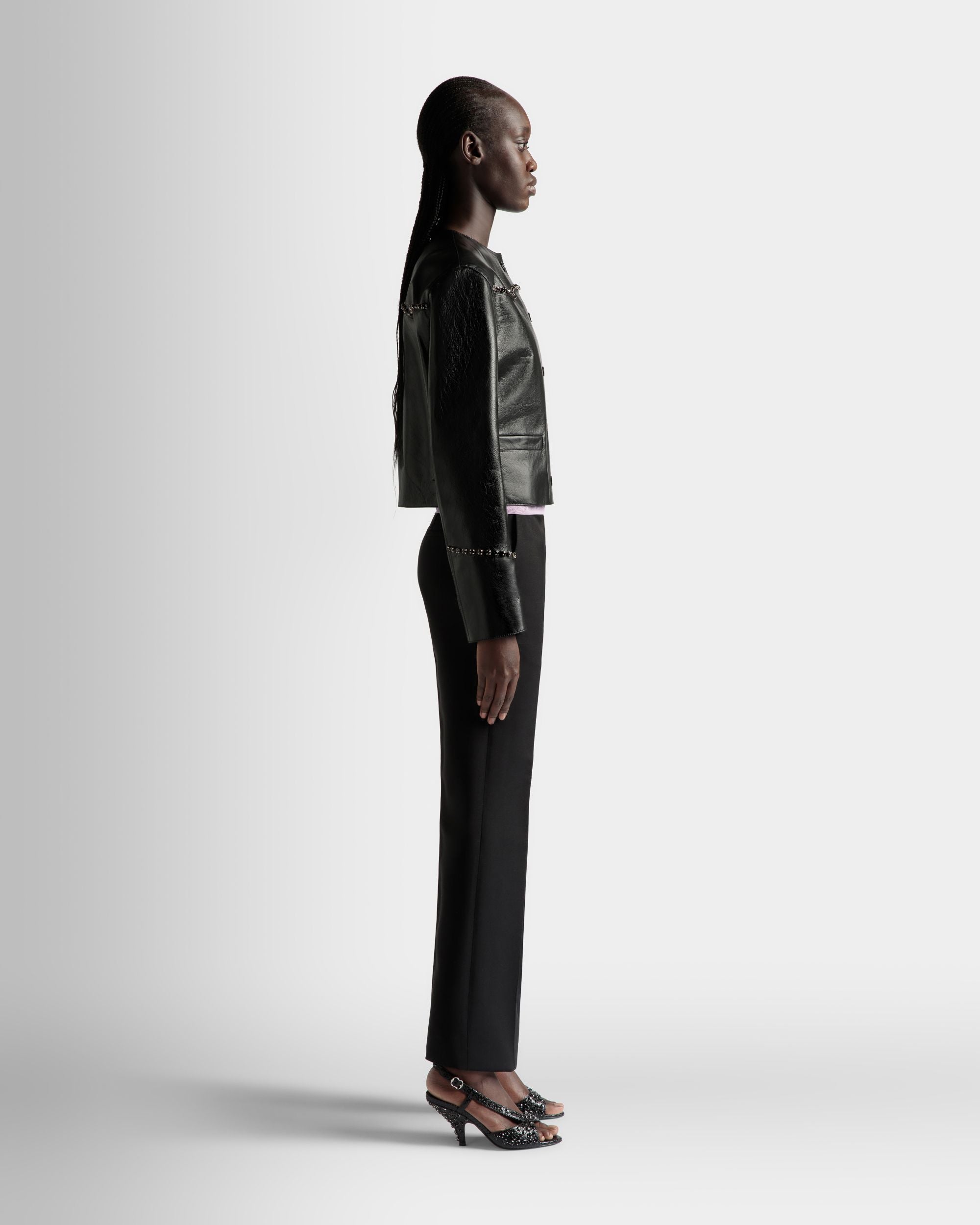 Jacket in Black Leather - Women's - Bally - 05