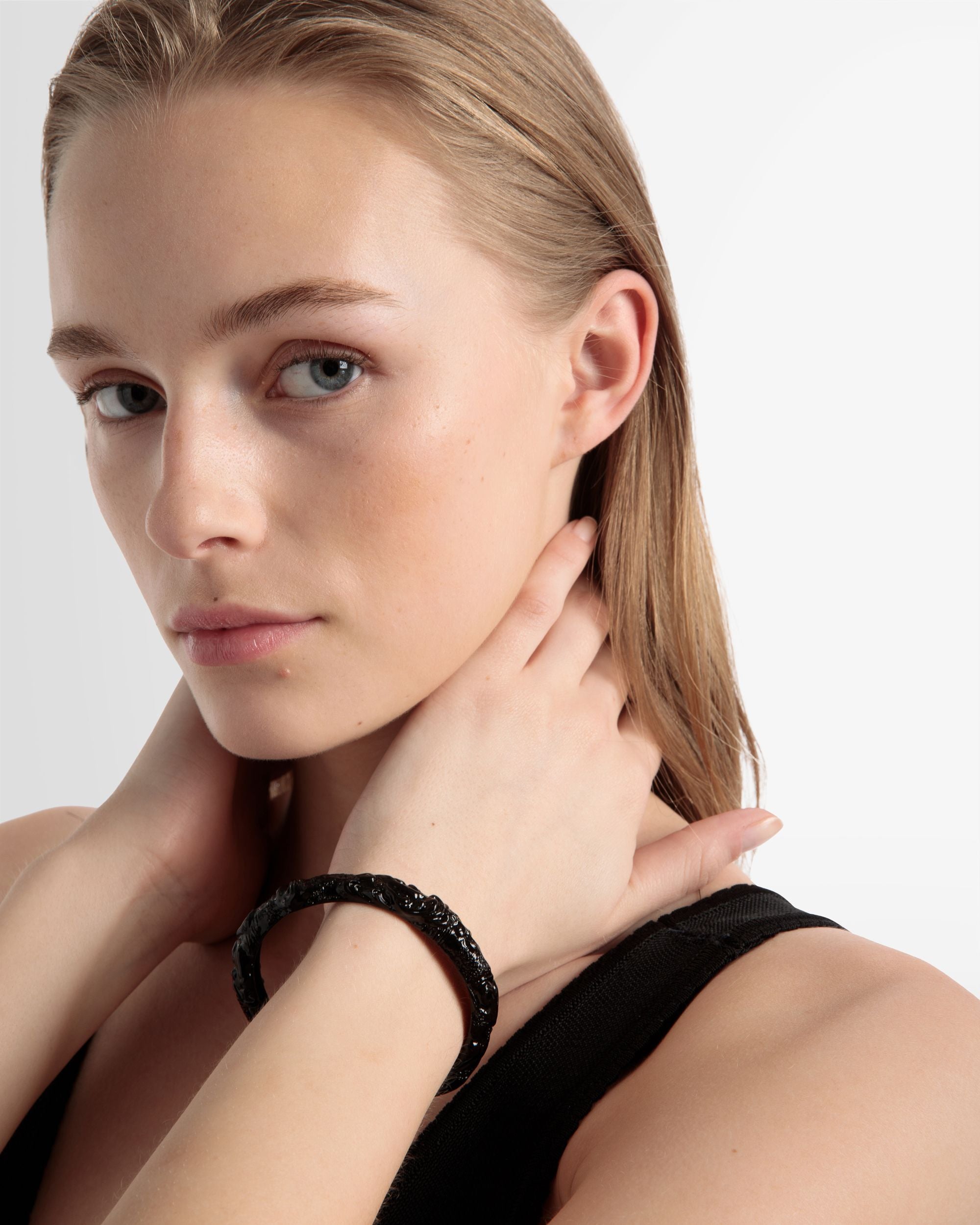 Sculptural-Effect Cuff Bracelet In Black - Women's - Bally - 02