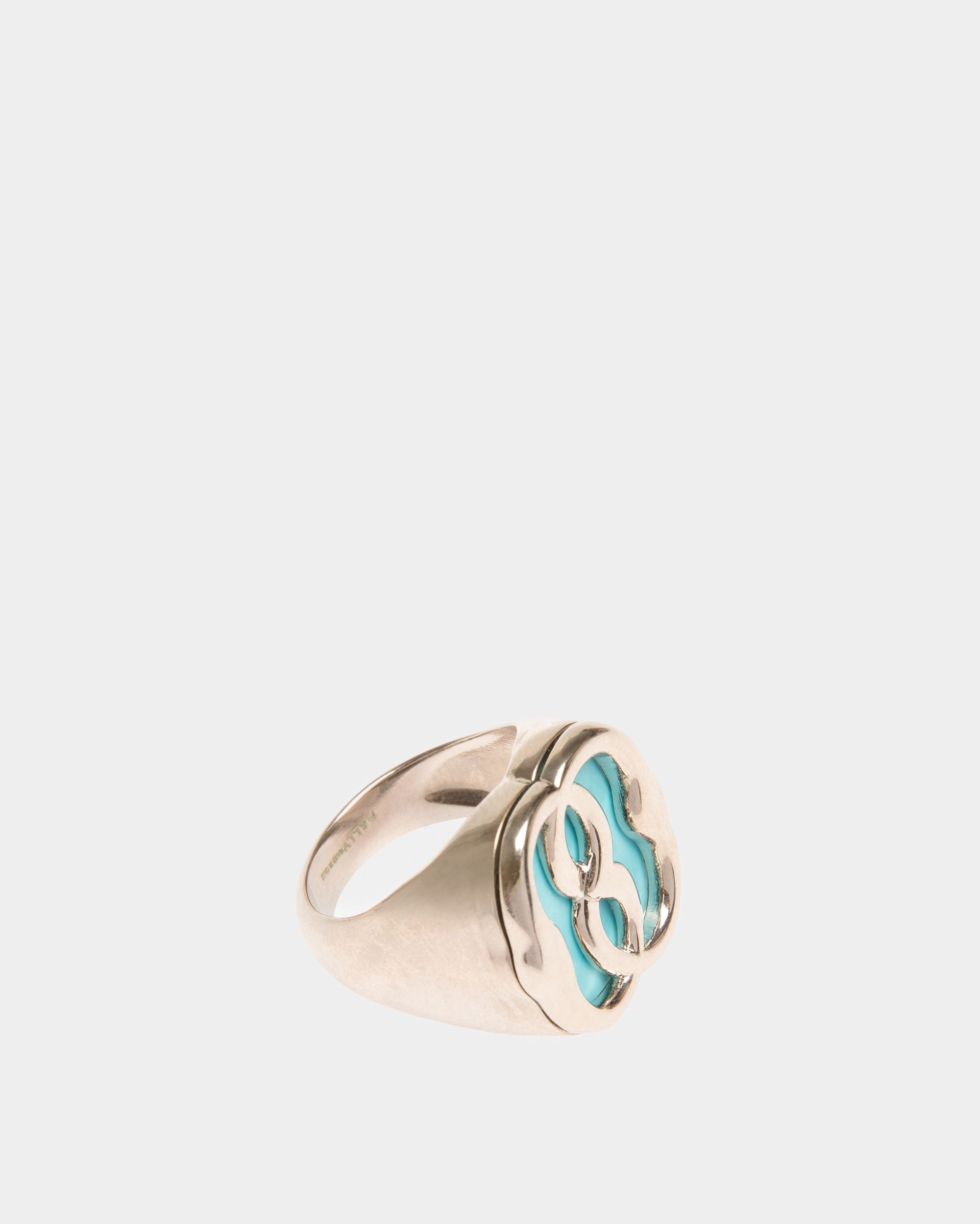 Emblem Ring In Hammered Palladium - Women's - Bally - 01
