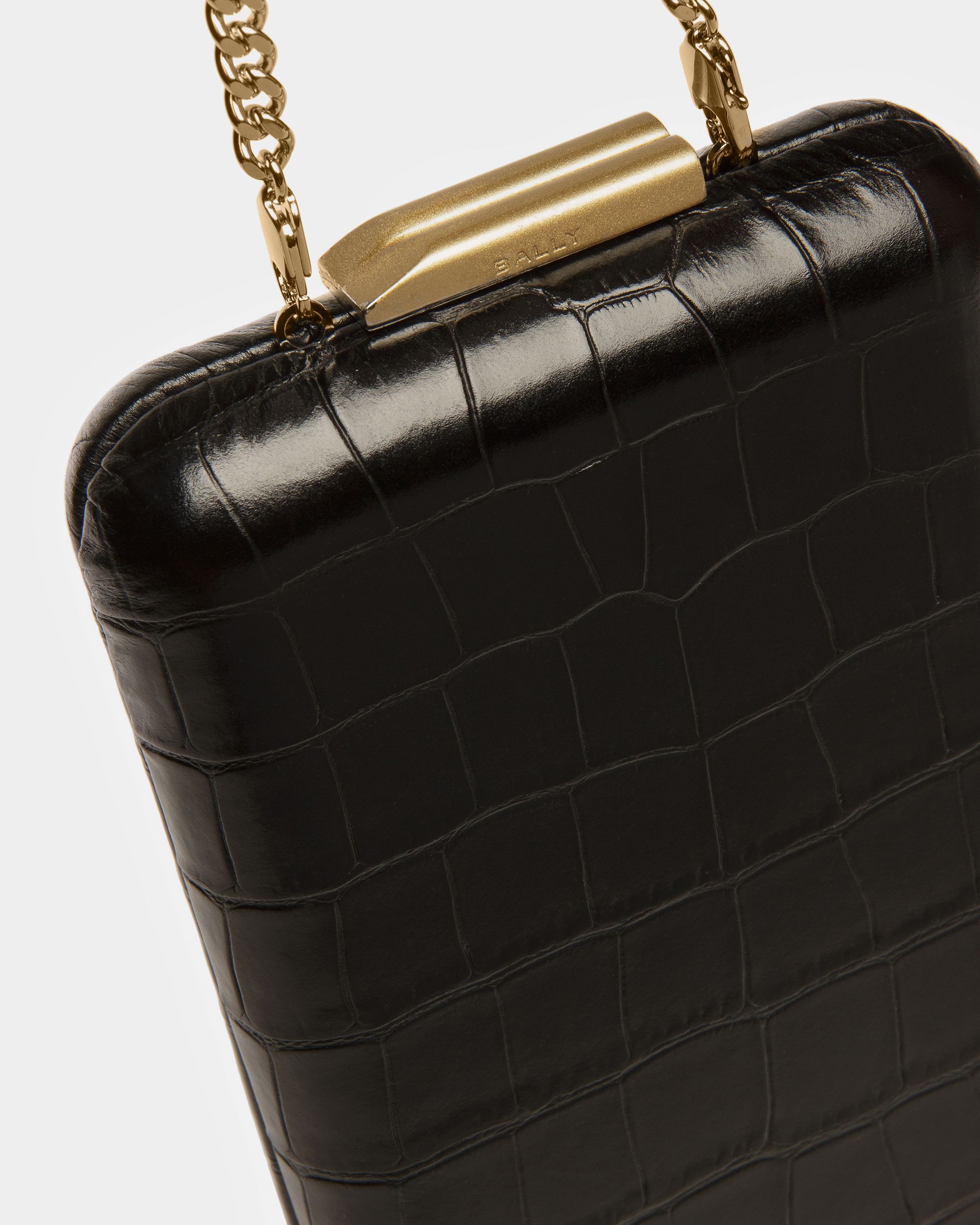 Structured Microbag In Crocodile Embossed Leather - Women's - Bally - 06