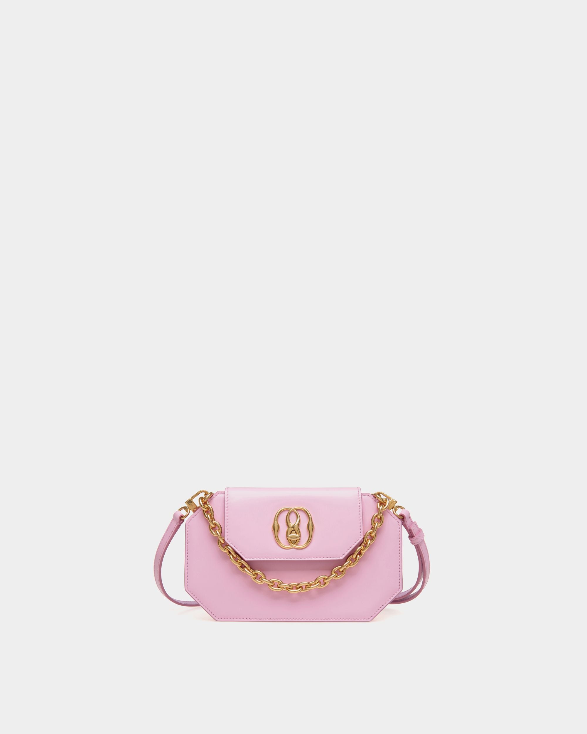 Emblem Mini Bag in Pink Brushed Leather - Women's - Bally - 01