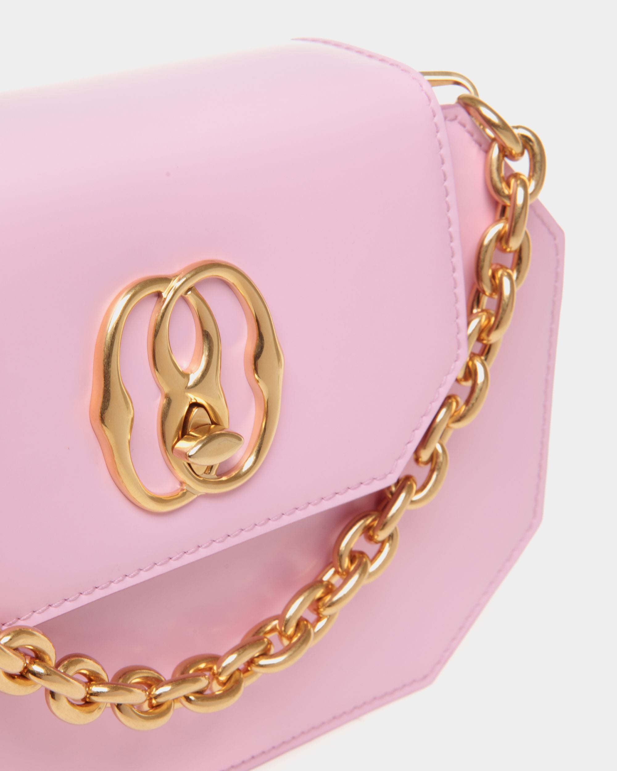 Emblem Mini Bag in Pink Brushed Leather - Women's - Bally - 04
