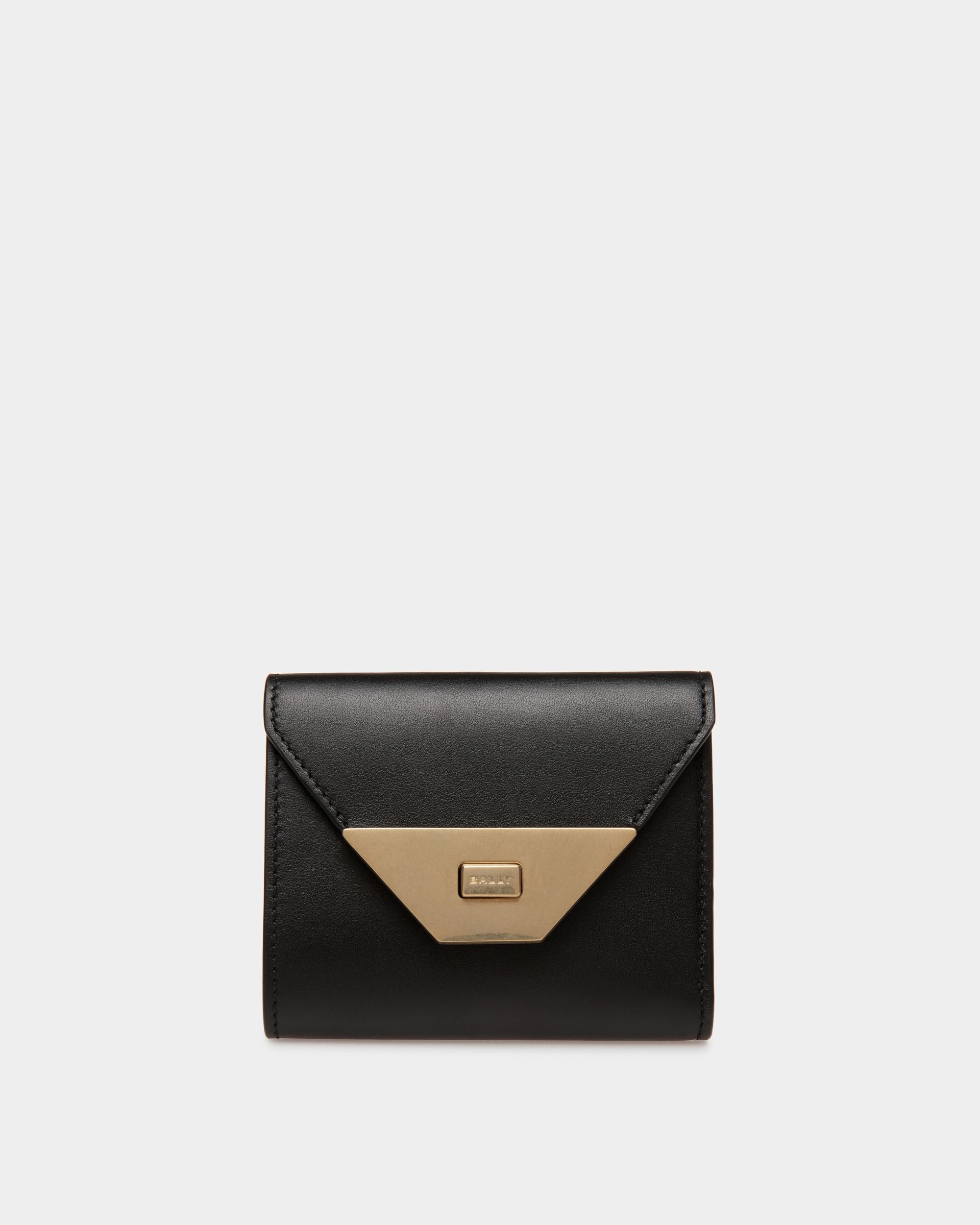 Tilt Wallet In Black Leather - Women's - Bally - 01
