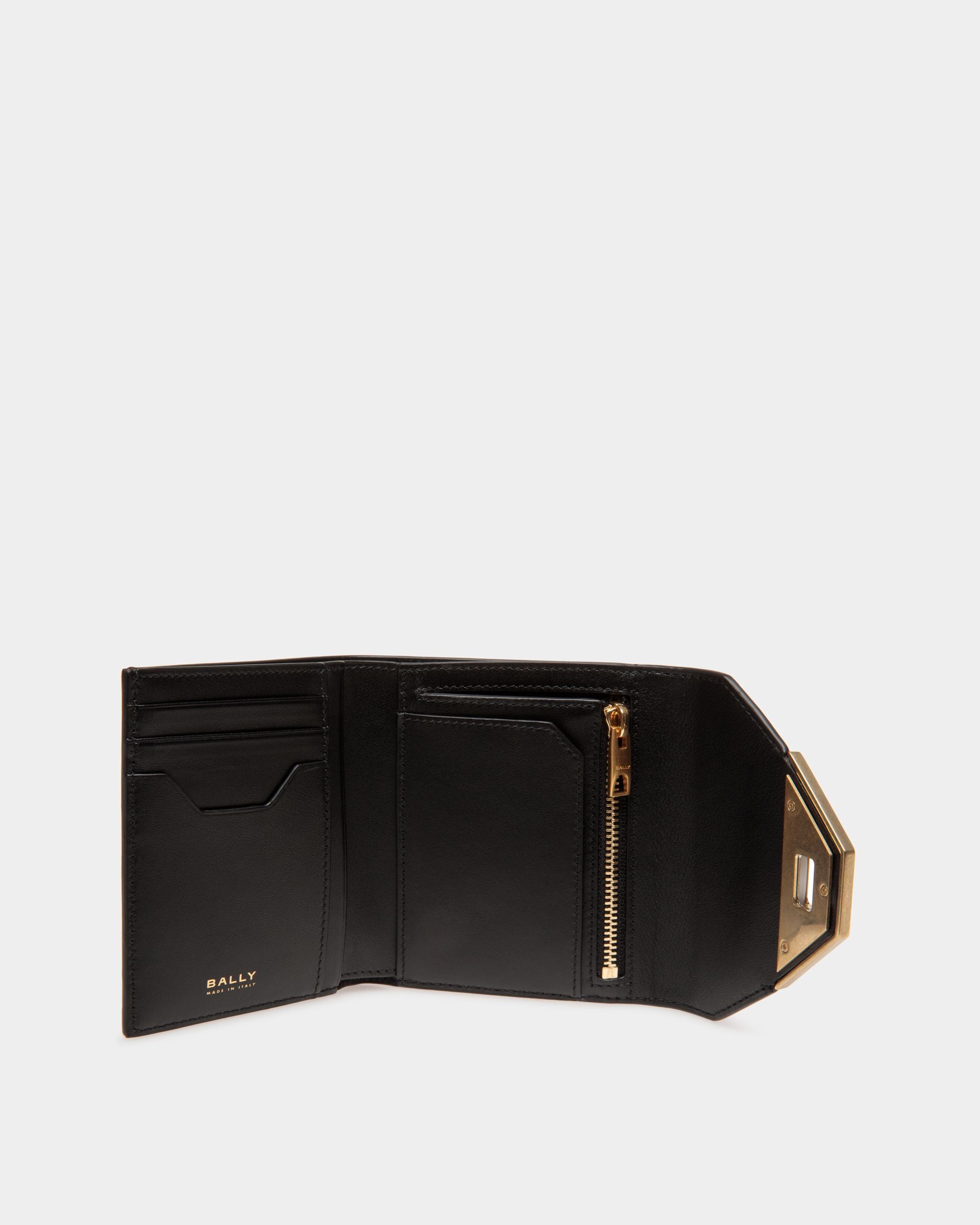 Tilt Wallet In Black Leather - Women's - Bally - 03