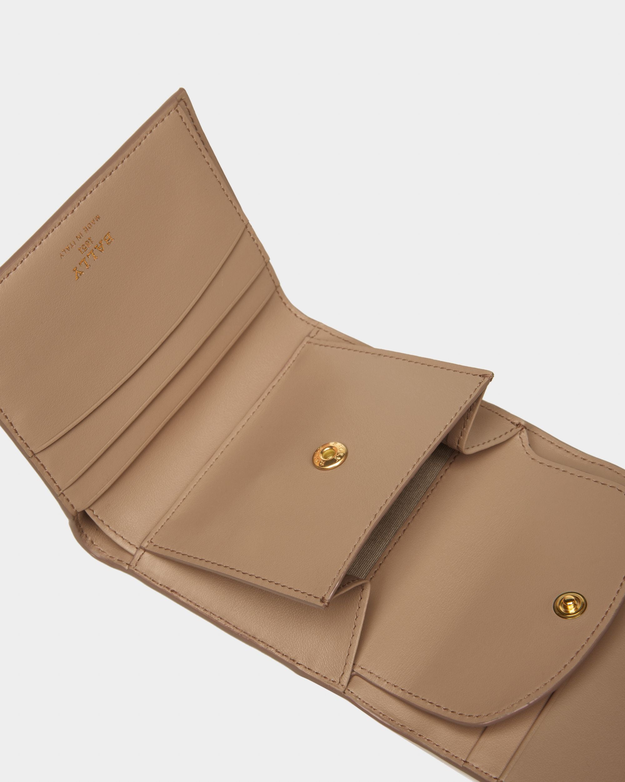 Blessy Leather Wallet In Taupe - Women's - Bally - 04