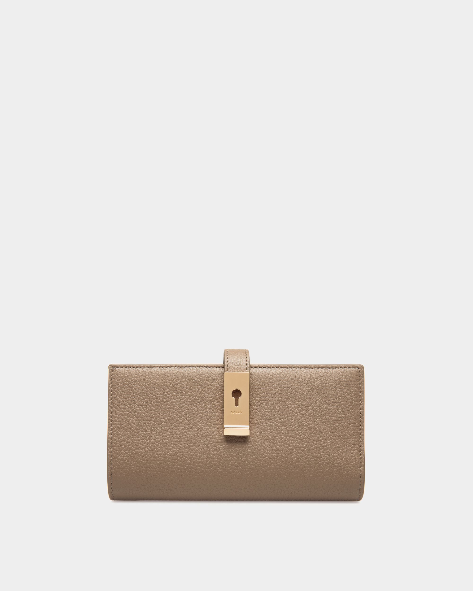 Lock Me Long Wallet In Taupe Grained Leather - Women's - Bally - 01