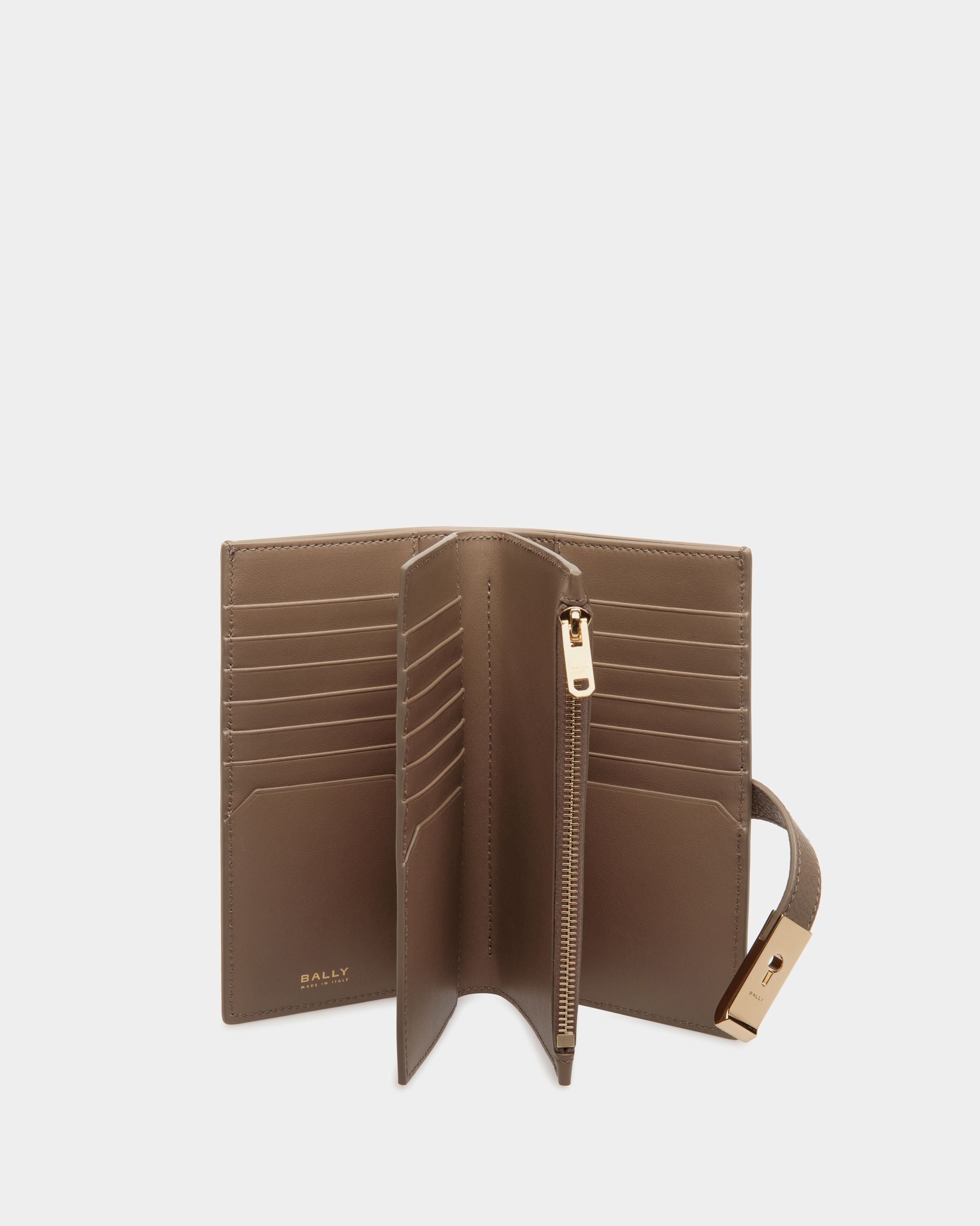Lock Me Long Wallet In Taupe Grained Leather - Women's - Bally - 03