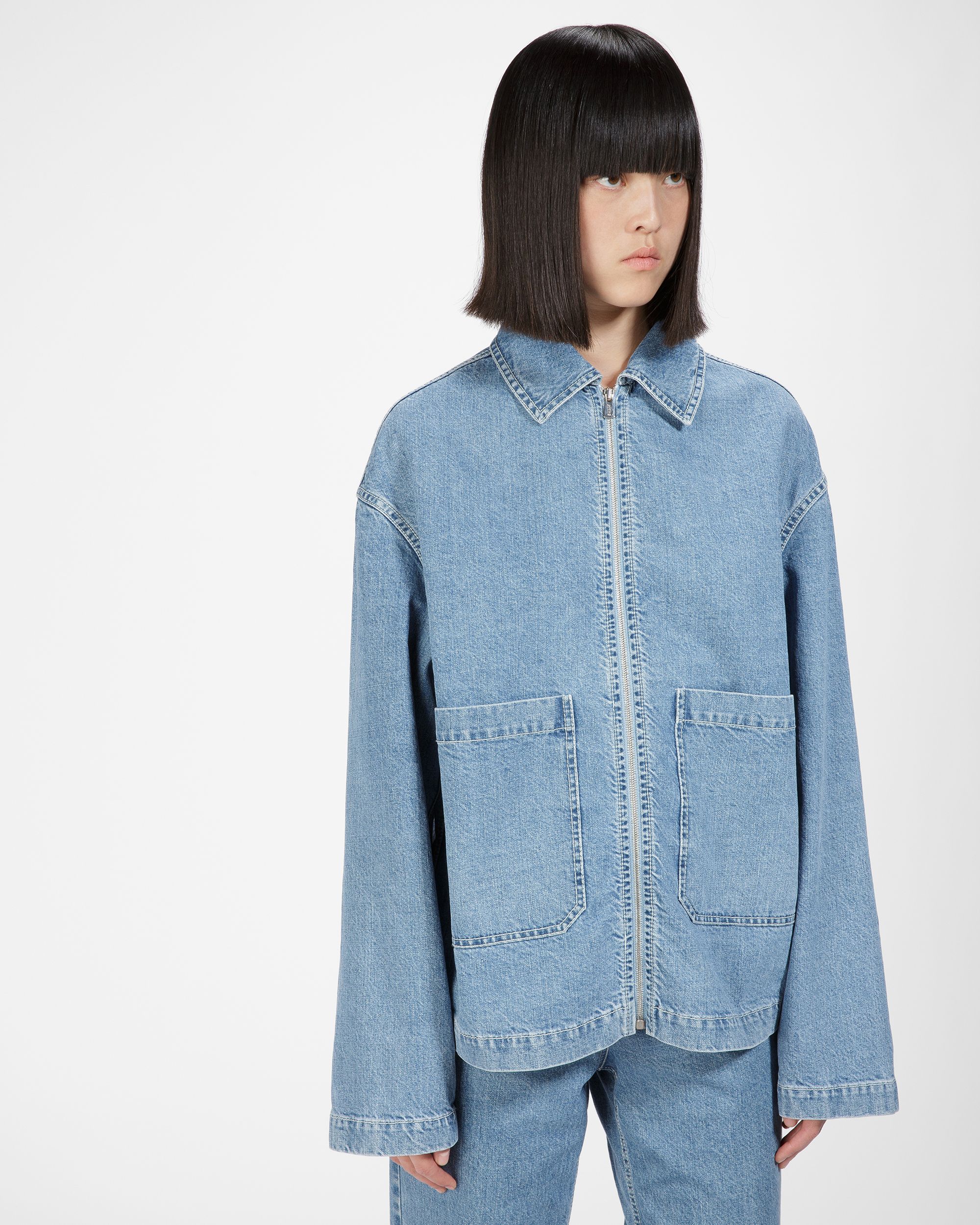 Cotton Denim Jacket In Light Blue - Women's - Bally - 01