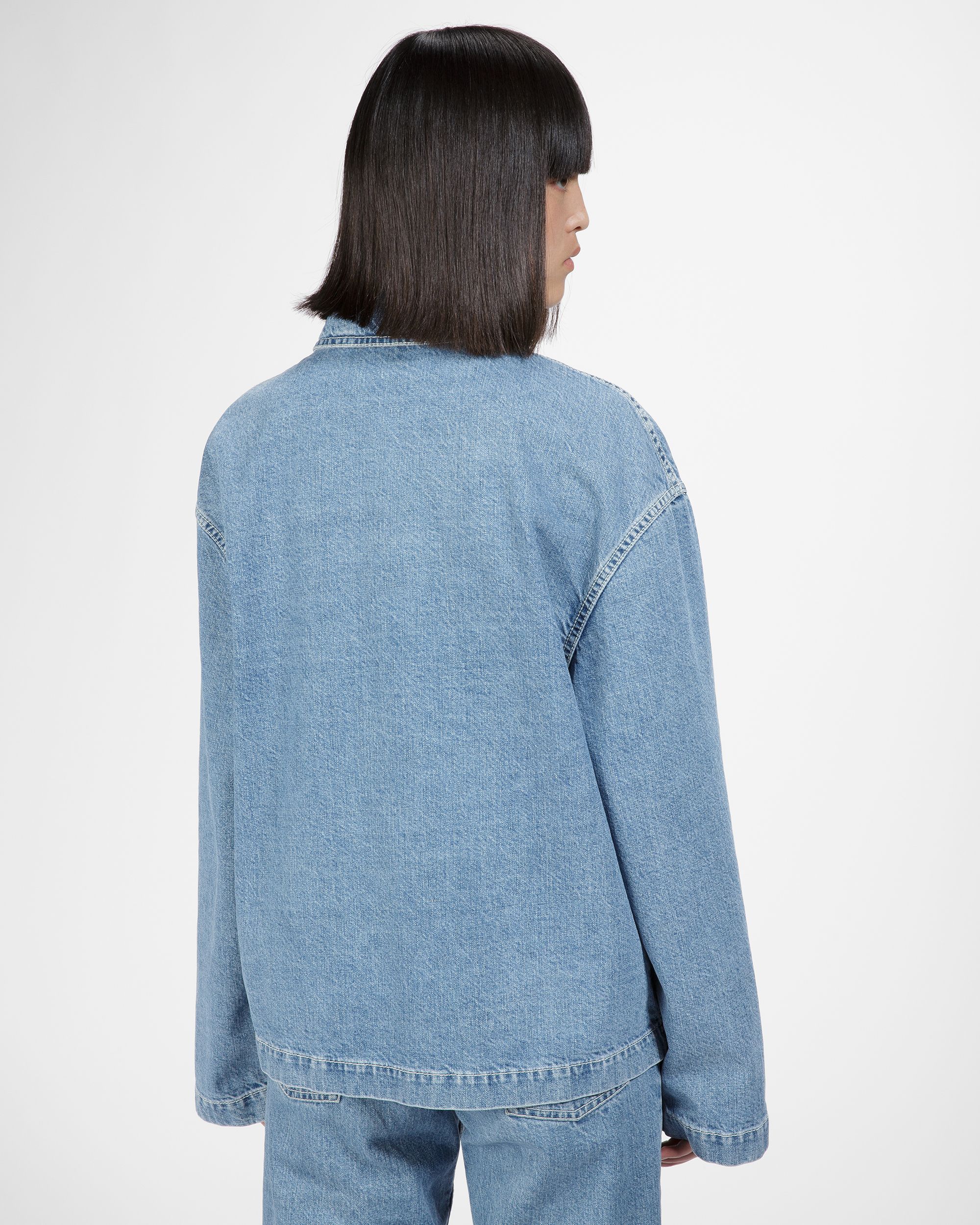Cotton Denim Jacket In Light Blue - Women's - Bally - 02