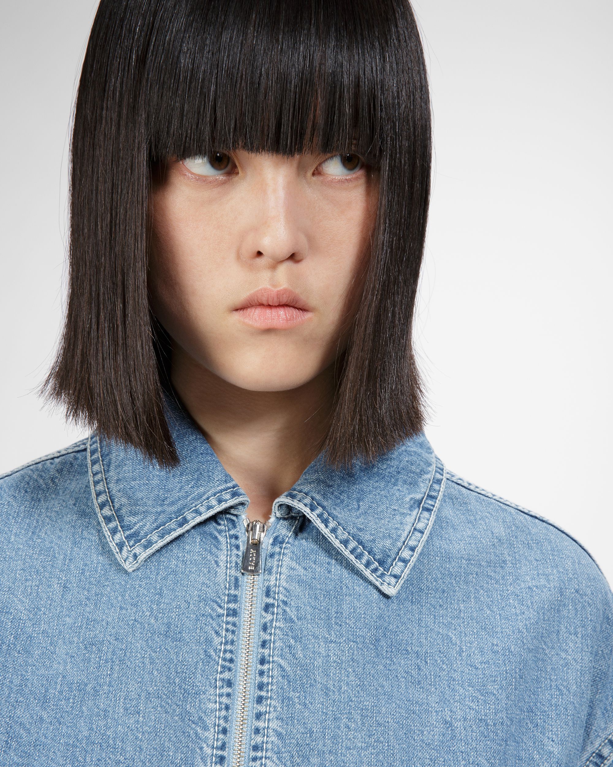 Cotton Denim Jacket In Light Blue - Women's - Bally - 06